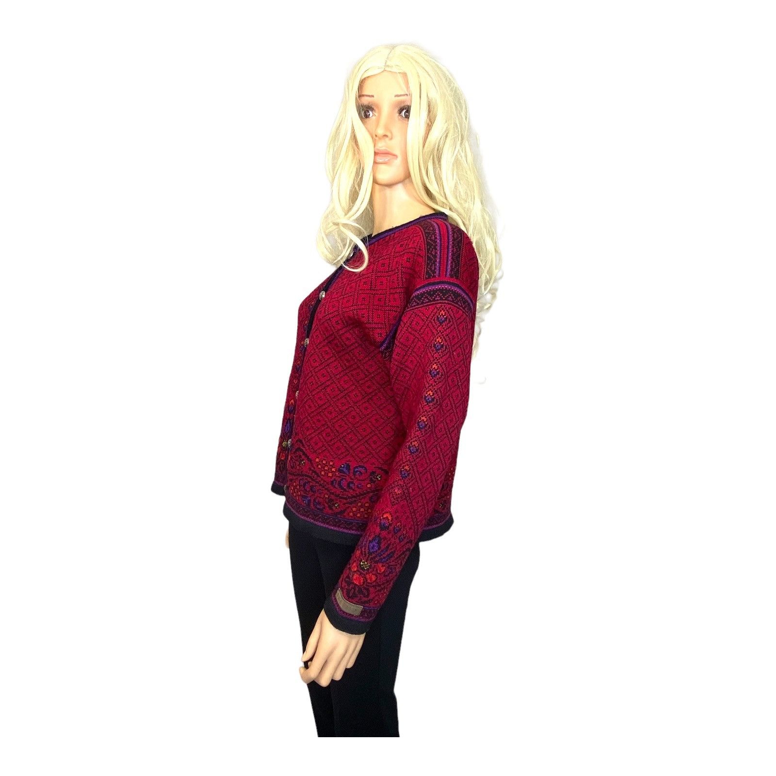 Dale Of Norway Dale of Norway Wool Cardigan Sweater Red Purple Pewter Butto Size M / US 6-8 / IT 42-44 - 14 Thumbnail
