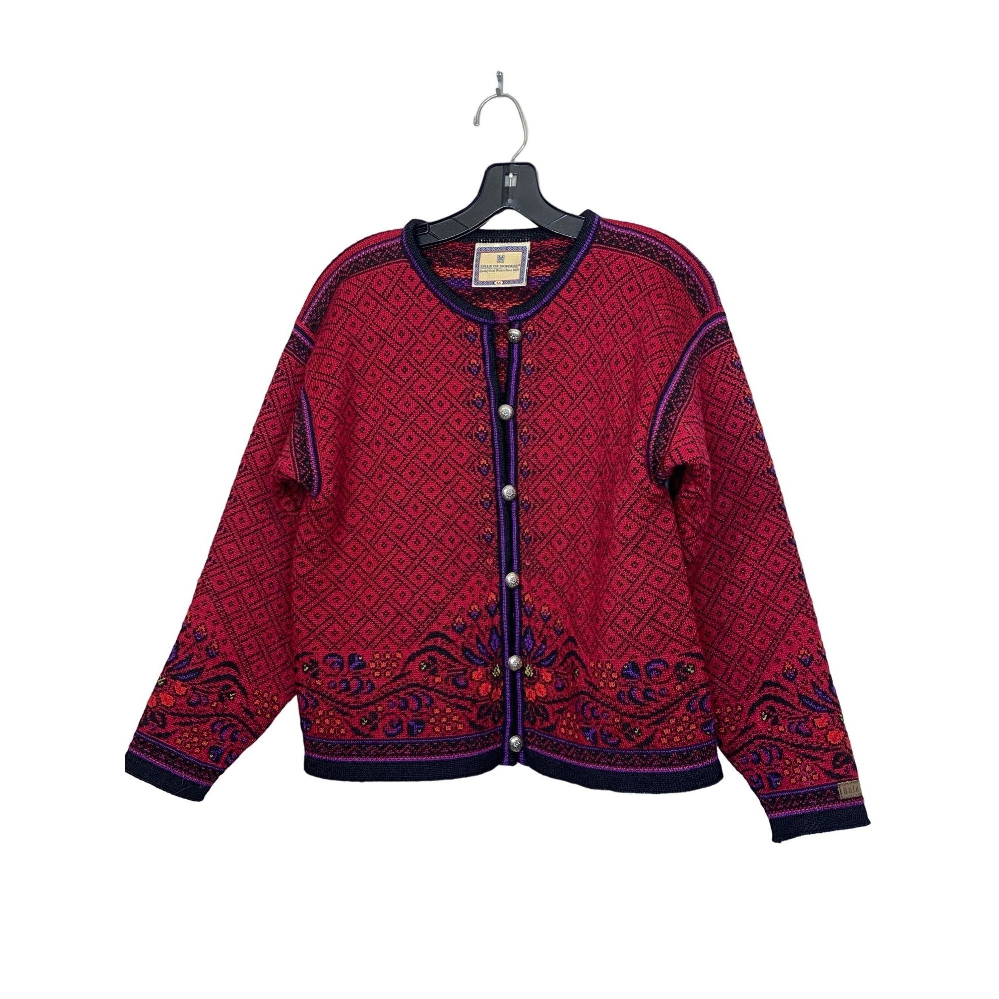 Dale Of Norway Dale of Norway Wool Cardigan Sweater Red Purple Pewter Butto Size M / US 6-8 / IT 42-44 - 2 Preview