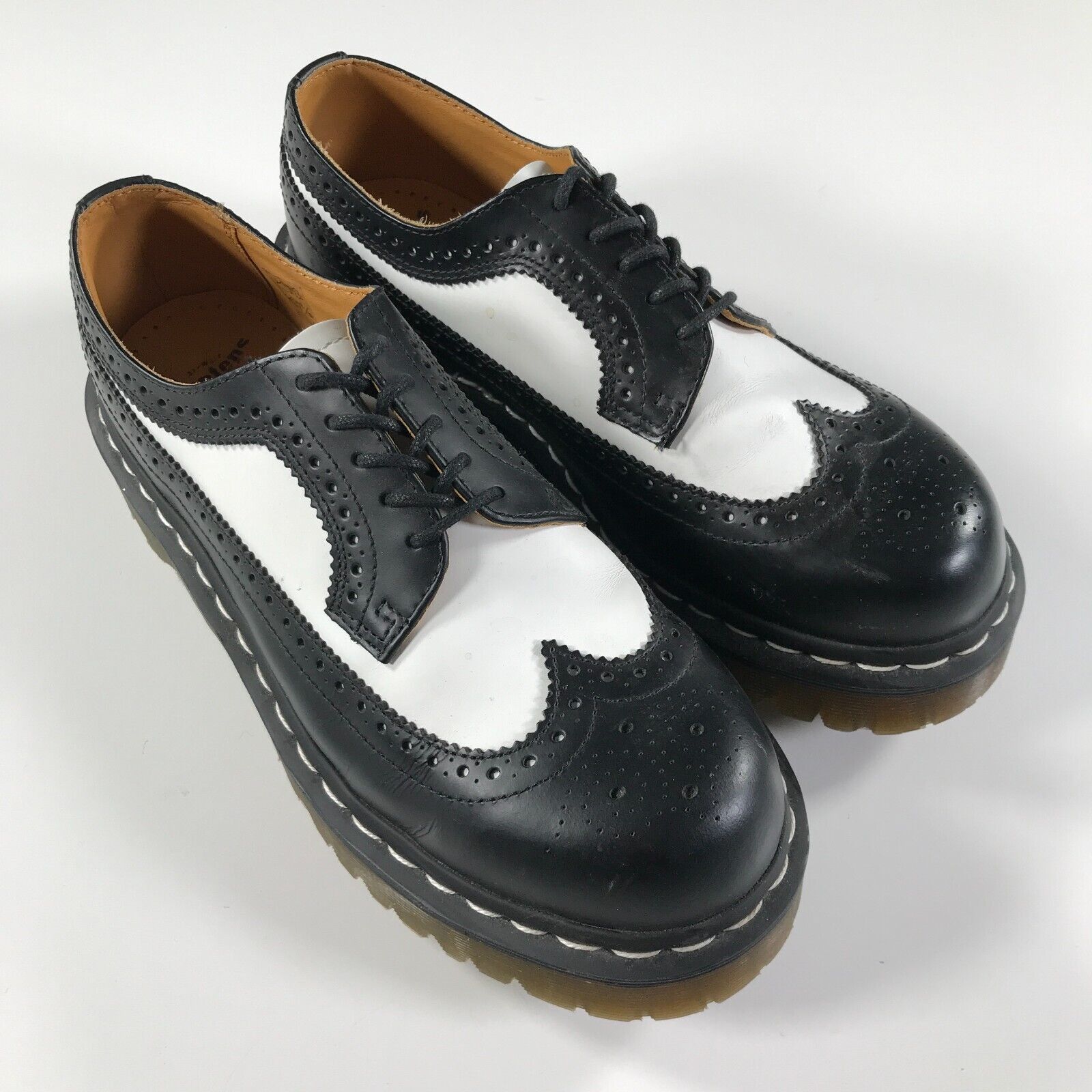 Dr. Martens Doc Martens Platform Shoes Womens 8 MIE Black White Brogue