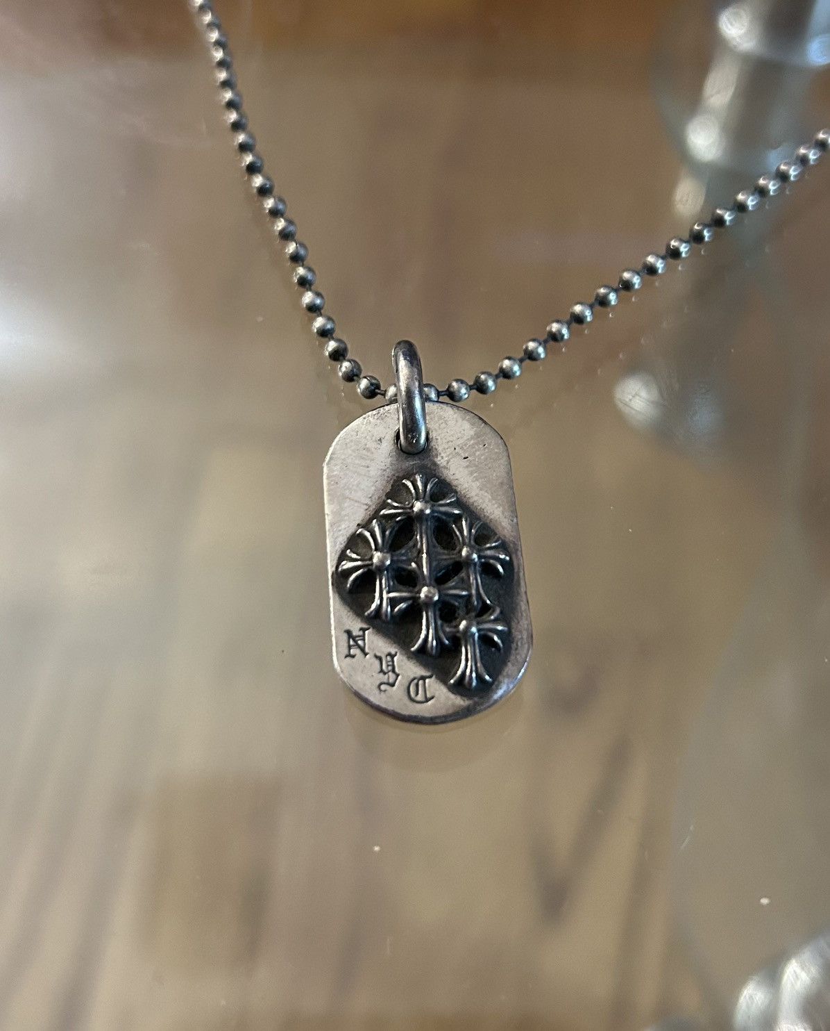 Chrome Hearts Chrome hearts nyc raised cemetery dog tag necklace