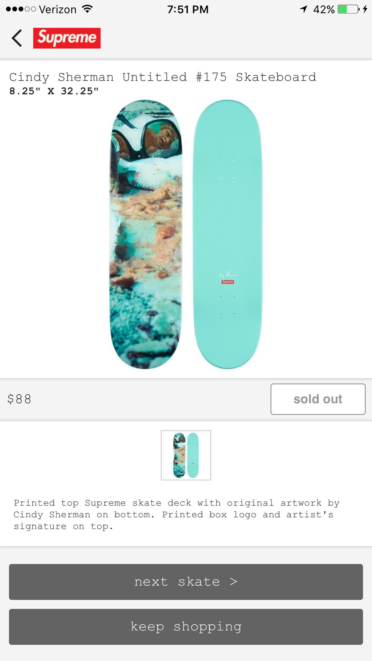 Supreme Supreme Cindy Sherman Unaltd #175 Skateboard Deck | Grailed