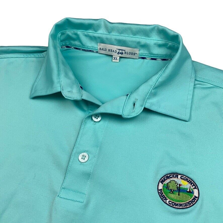 Vintage bald head blues men s performance stretch s s polo shirt teal