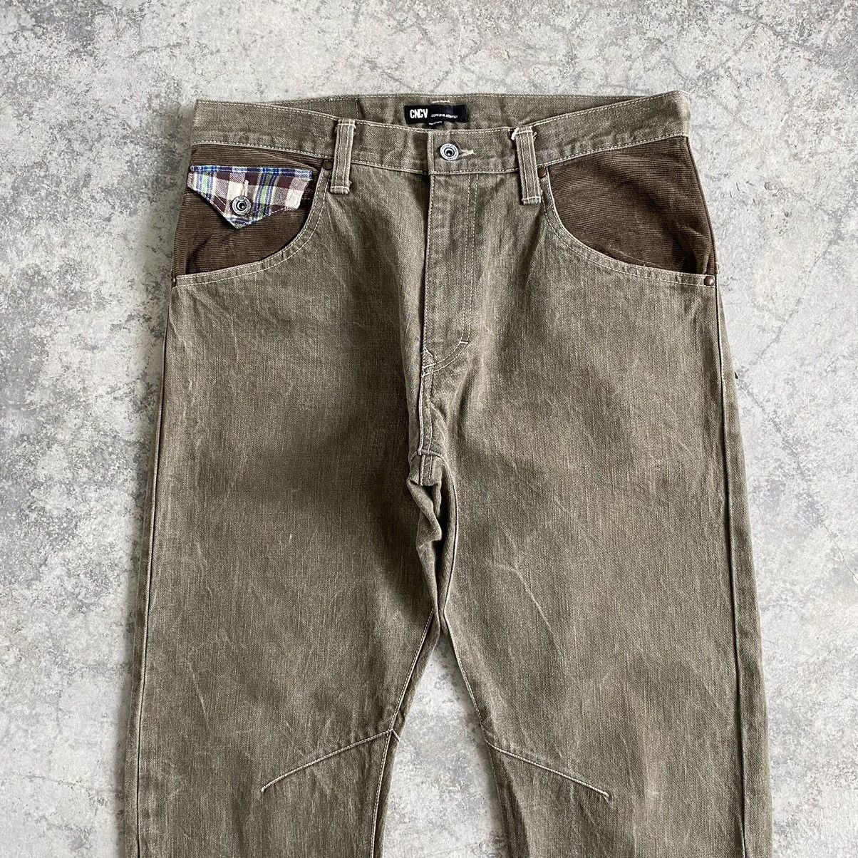 Designer Japanese Brand Concave Attempt Flap Pocket Tapered Leg Jeans Size US 33 - 4 Thumbnail
