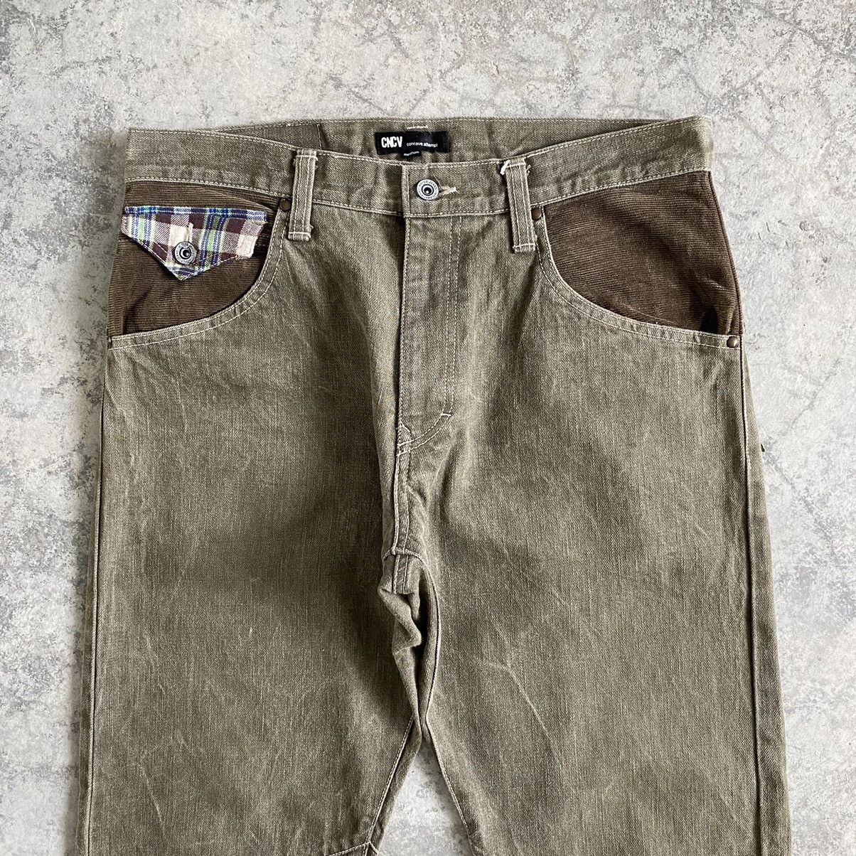Designer Japanese Brand Concave Attempt Flap Pocket Tapered Leg Jeans Size US 33 - 7 Thumbnail