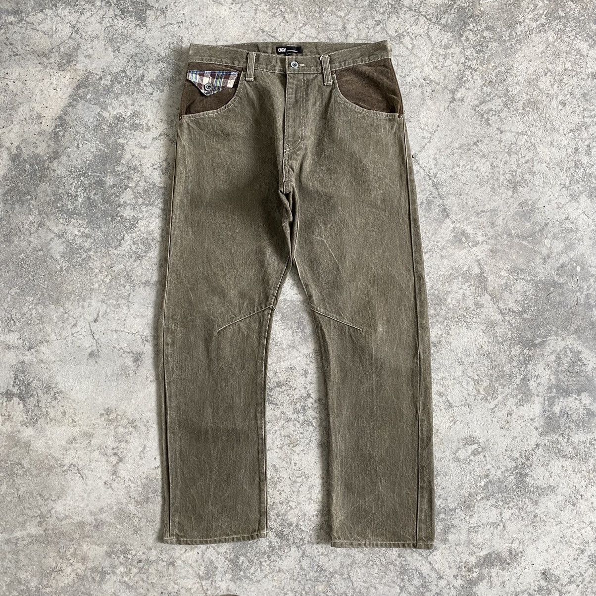Designer Japanese Brand Concave Attempt Flap Pocket Tapered Leg Jeans Size US 33 - 3 Thumbnail