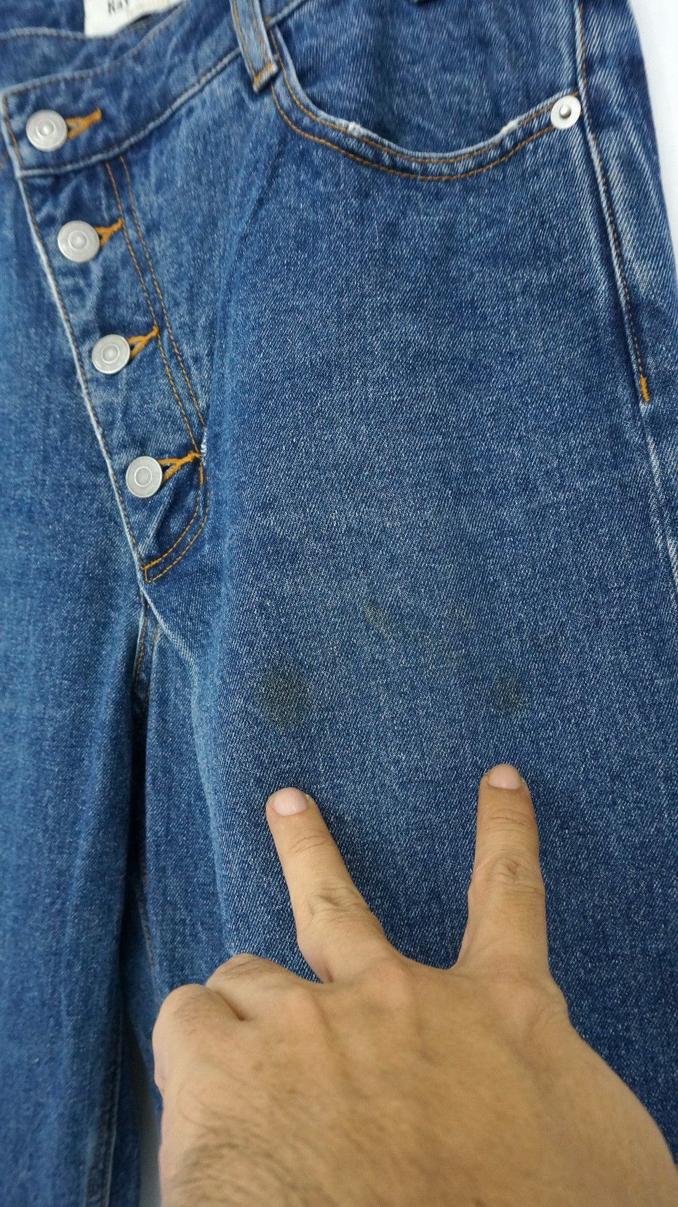 Beams Plus Rare🔥Vintage Japan RAY BEAMS Slanted Button Fly Jeans Size US 27 - 22 Thumbnail