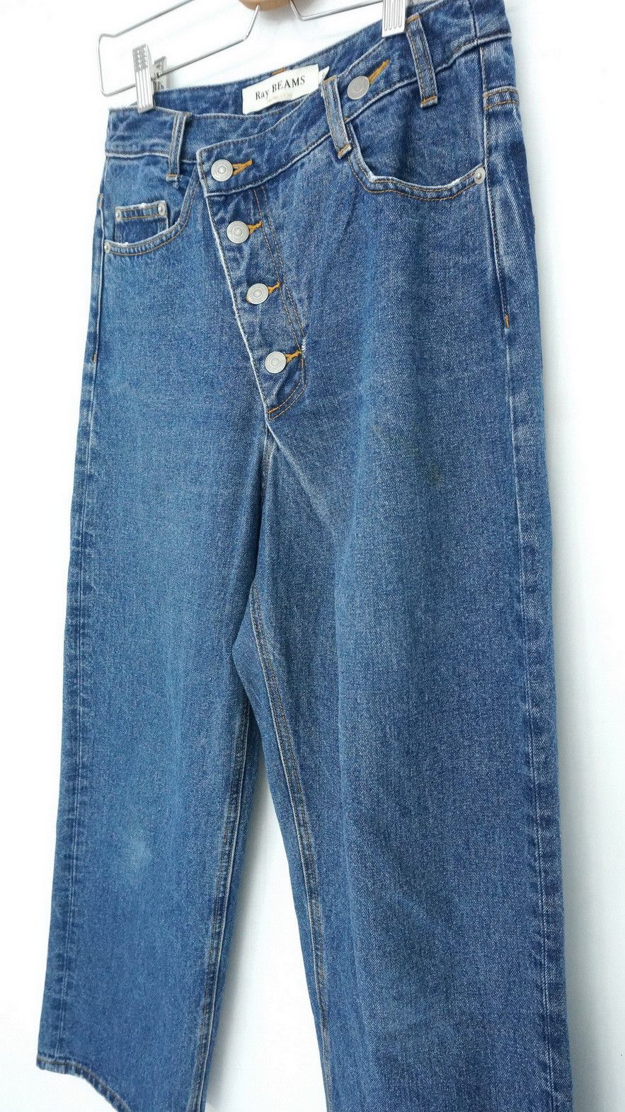 Beams Plus Rare🔥Vintage Japan RAY BEAMS Slanted Button Fly Jeans Size US 27 - 2 Thumbnail