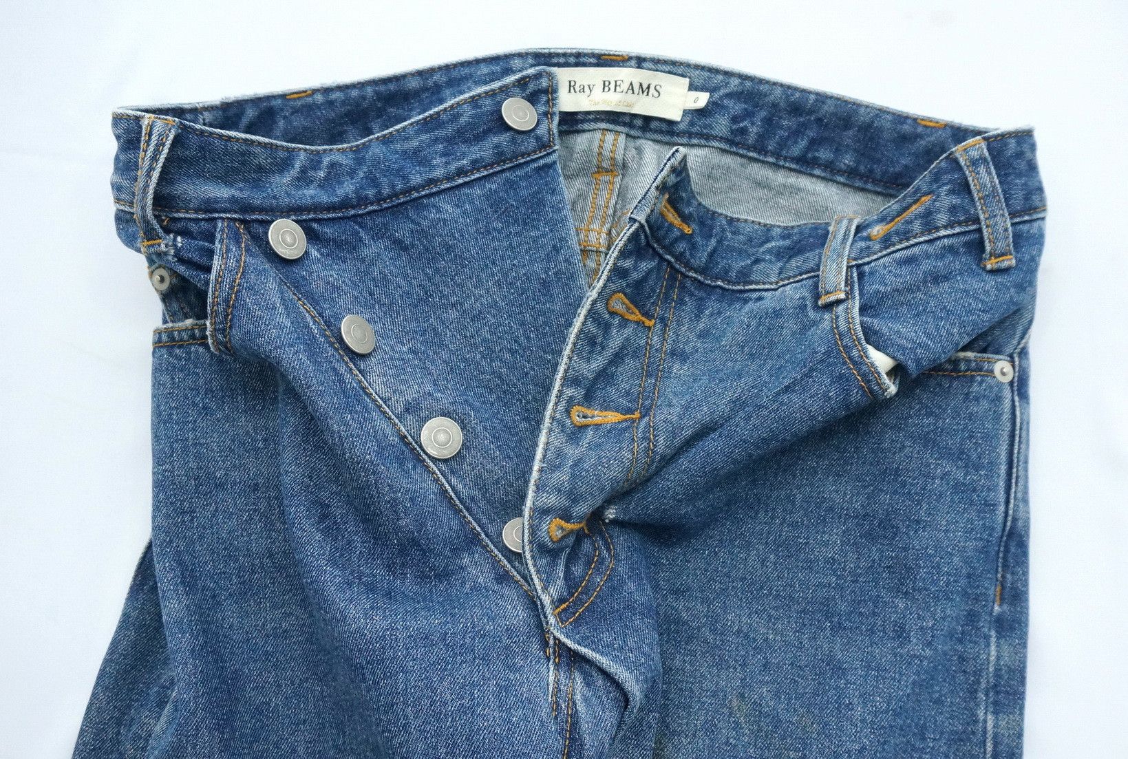 Beams Plus Rare🔥Vintage Japan RAY BEAMS Slanted Button Fly Jeans Size US 27 - 14 Thumbnail