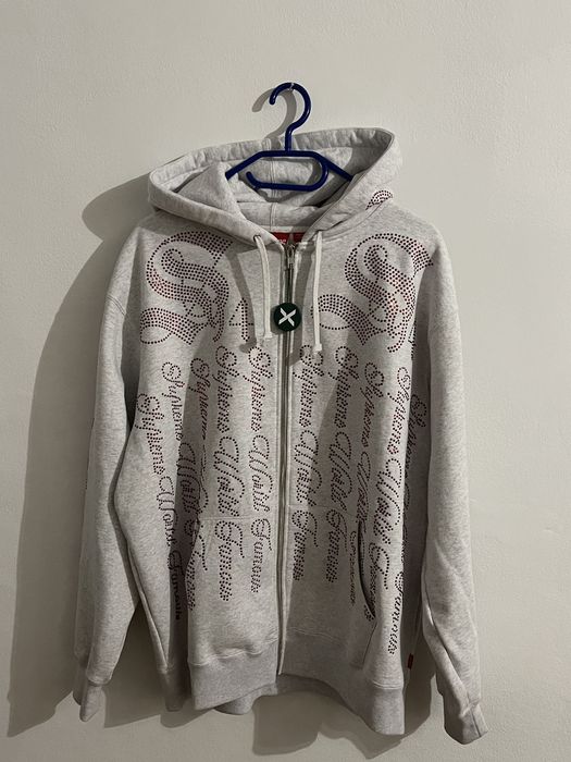 Supreme supreme rhinestone zip up hooded / hoodie