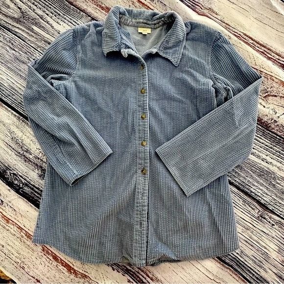 Other Vintage J. Jill Blue Chunky Corduroy Button Down Shirt Grailed