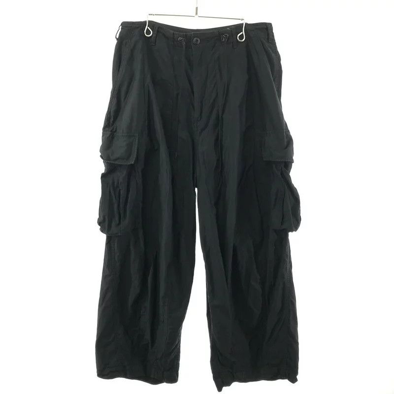 Cropped Pants Black Kneader Plain Cargo Cotton