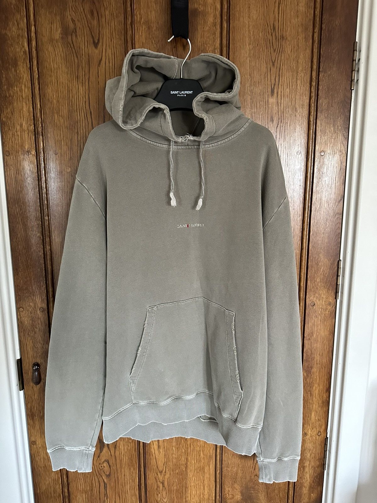Saint Laurent Paris $890 Saint Laurent Rive Gauche logo hoodie XL olive green Size US XL / EU 56 / 4 - 1 Thumbnail