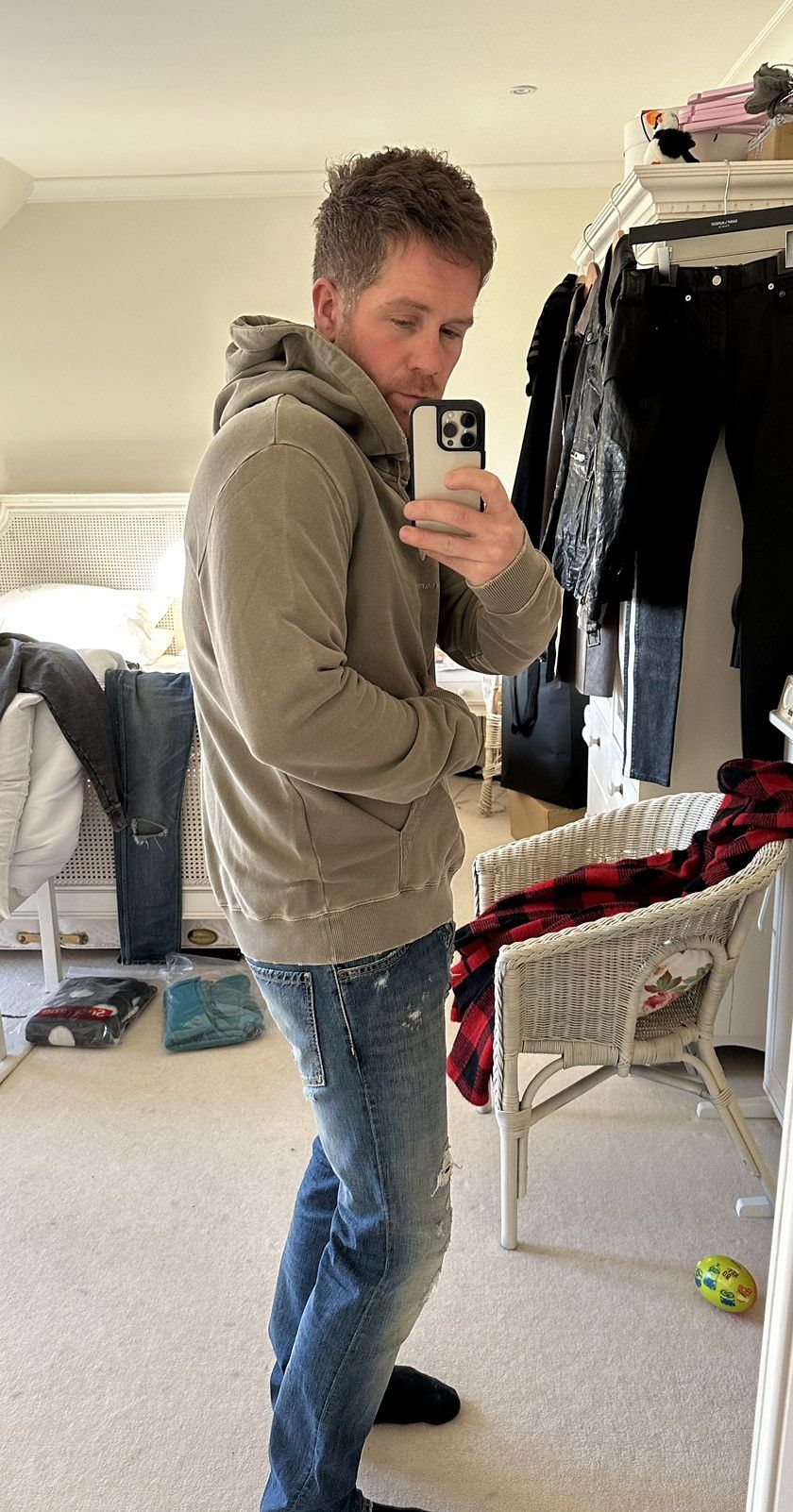 Saint Laurent Paris $890 Saint Laurent Rive Gauche logo hoodie XL olive green Size US XL / EU 56 / 4 - 4 Thumbnail