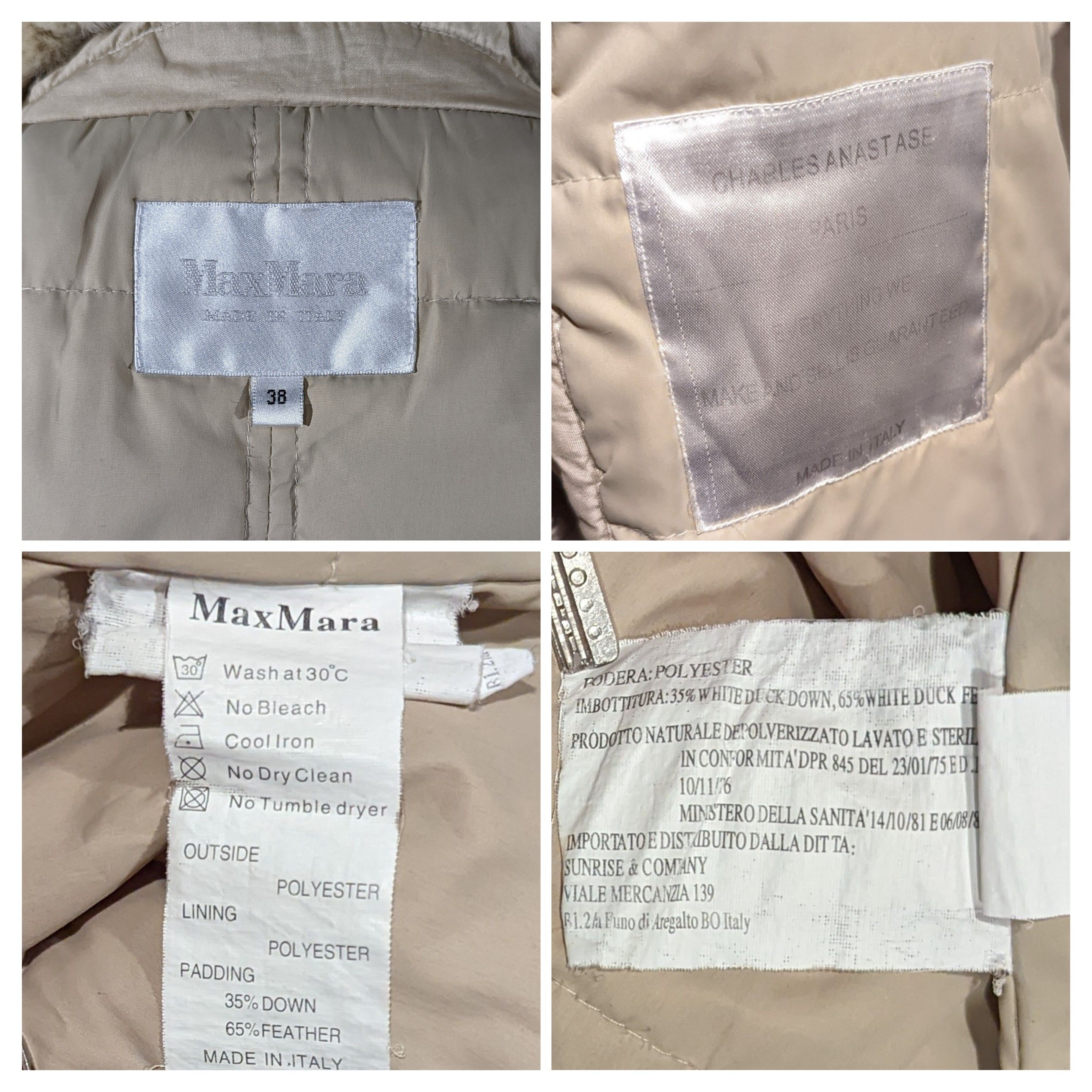 Max Mara Max Mara Womens Down Coat Jacket Made In Italy White Beige Size S / US 4 / IT 40 - 22 Thumbnail