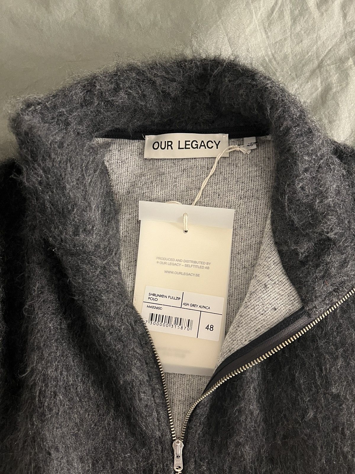 Our Legacy Our Legacy Shrunken Full Zip Polo - Ash Grey