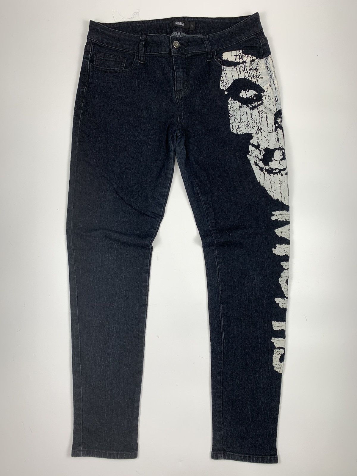 Band Tees × Iron Fist Misfit Overprint Black Skinny Jeans Size US 28 / EU 44 - 2 Thumbnail