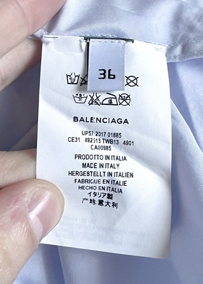 Balenciaga Balenciaga Baby Blue Poplin Neon Logo Swing Shirt Size S / US 4 / IT 40 - 5 Thumbnail