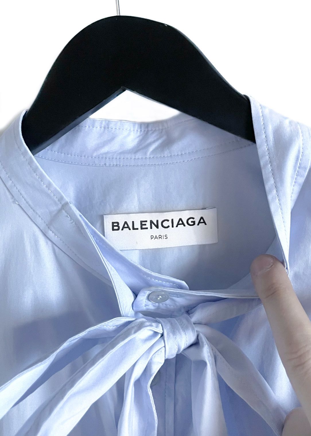 Balenciaga Balenciaga Baby Blue Poplin Neon Logo Swing Shirt Size S / US 4 / IT 40 - 3 Thumbnail