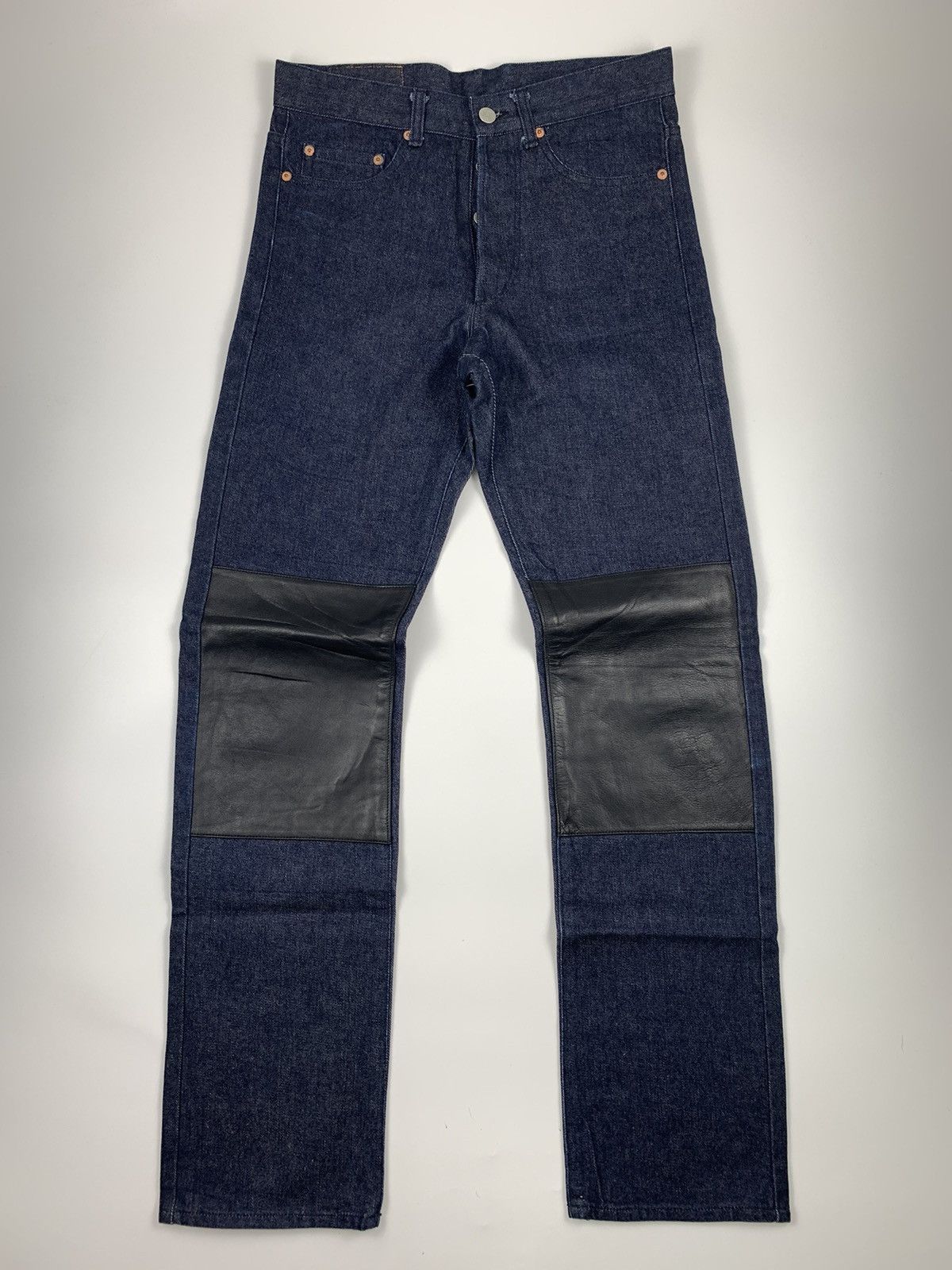 image of Worldwide Youth Worldwide Love Leather Double Knee Denim Jeans in Blue, Men's (Size 29)