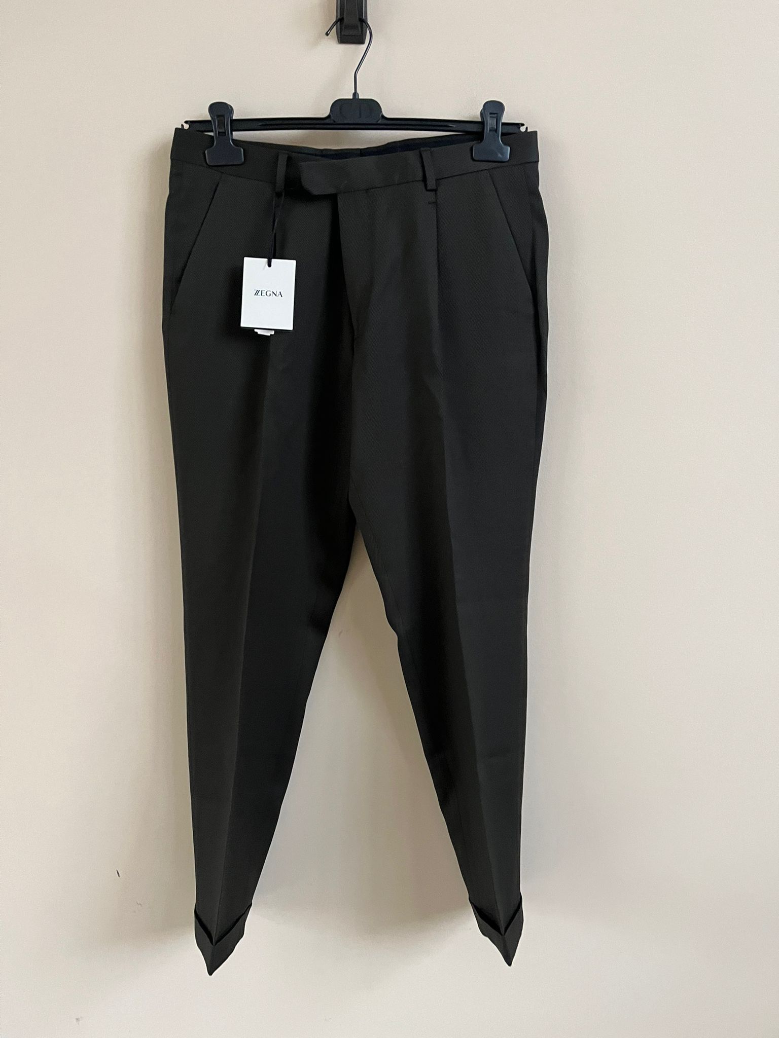 Ermenegildo Zegna One Pleat Wool Pants in Green Size US 34 / EU 50 - 1 Thumbnail