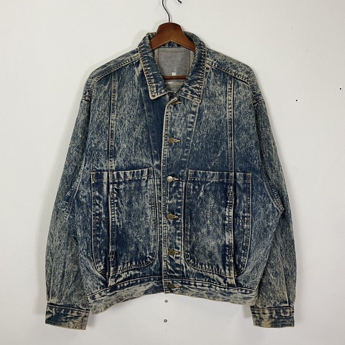 image of Denim Jacket x Vintage Unbranded Button Ups Acid Wash Jacket in Blue, Men's (Size Large)