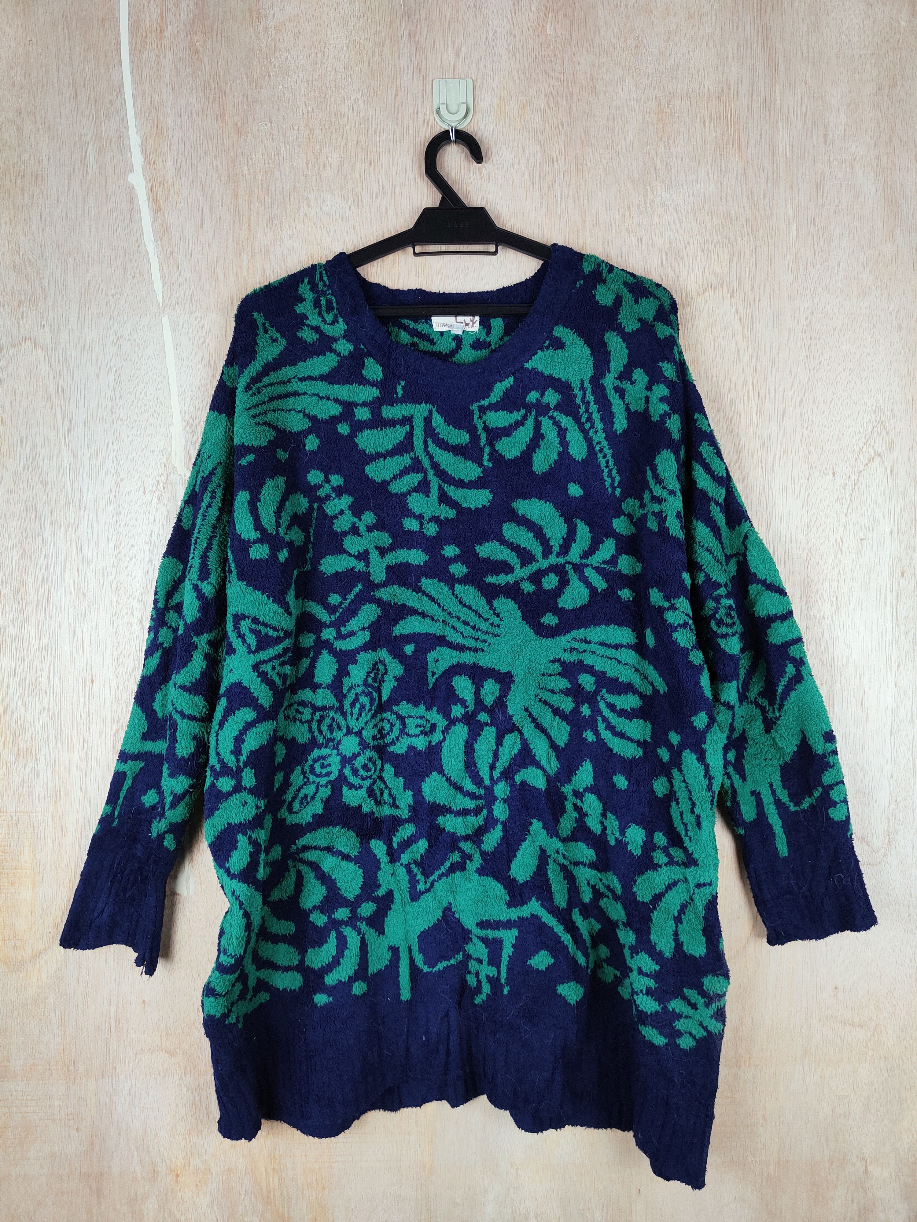 Homespun Knitwear × Japanese Brand Titicaca Green/Blue fleece Shag Fur Mohair Knitwear #S255 Size XL / US 12-14 / IT 48-50 - 1 Thumbnail