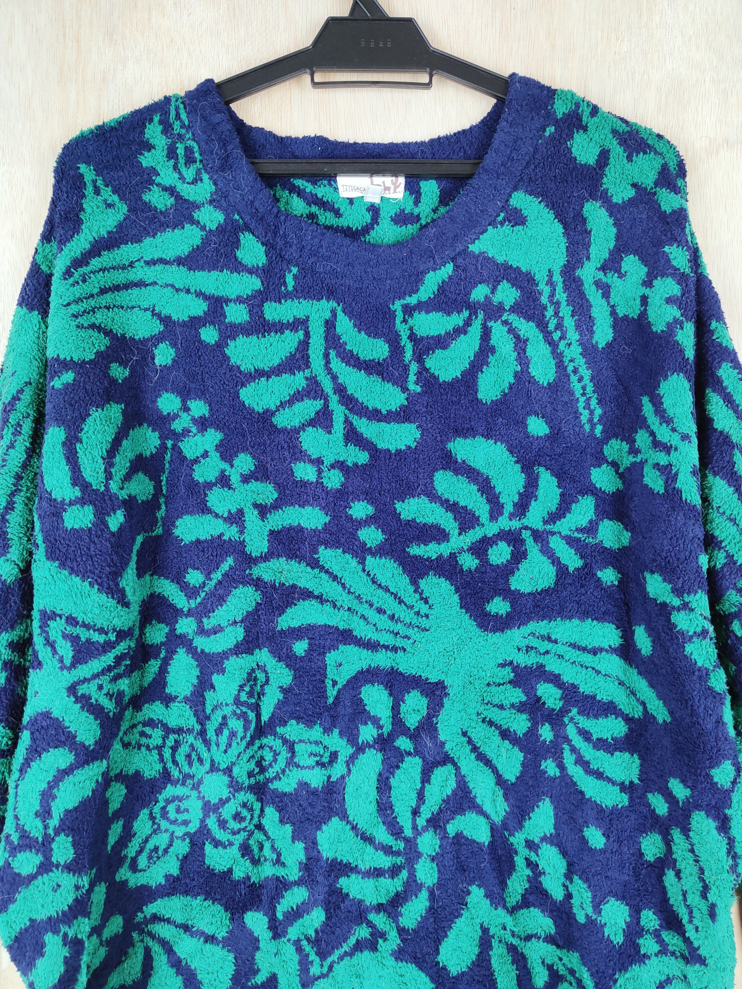 Homespun Knitwear × Japanese Brand Titicaca Green/Blue fleece Shag Fur Mohair Knitwear #S255 Size XL / US 12-14 / IT 48-50 - 2 Thumbnail