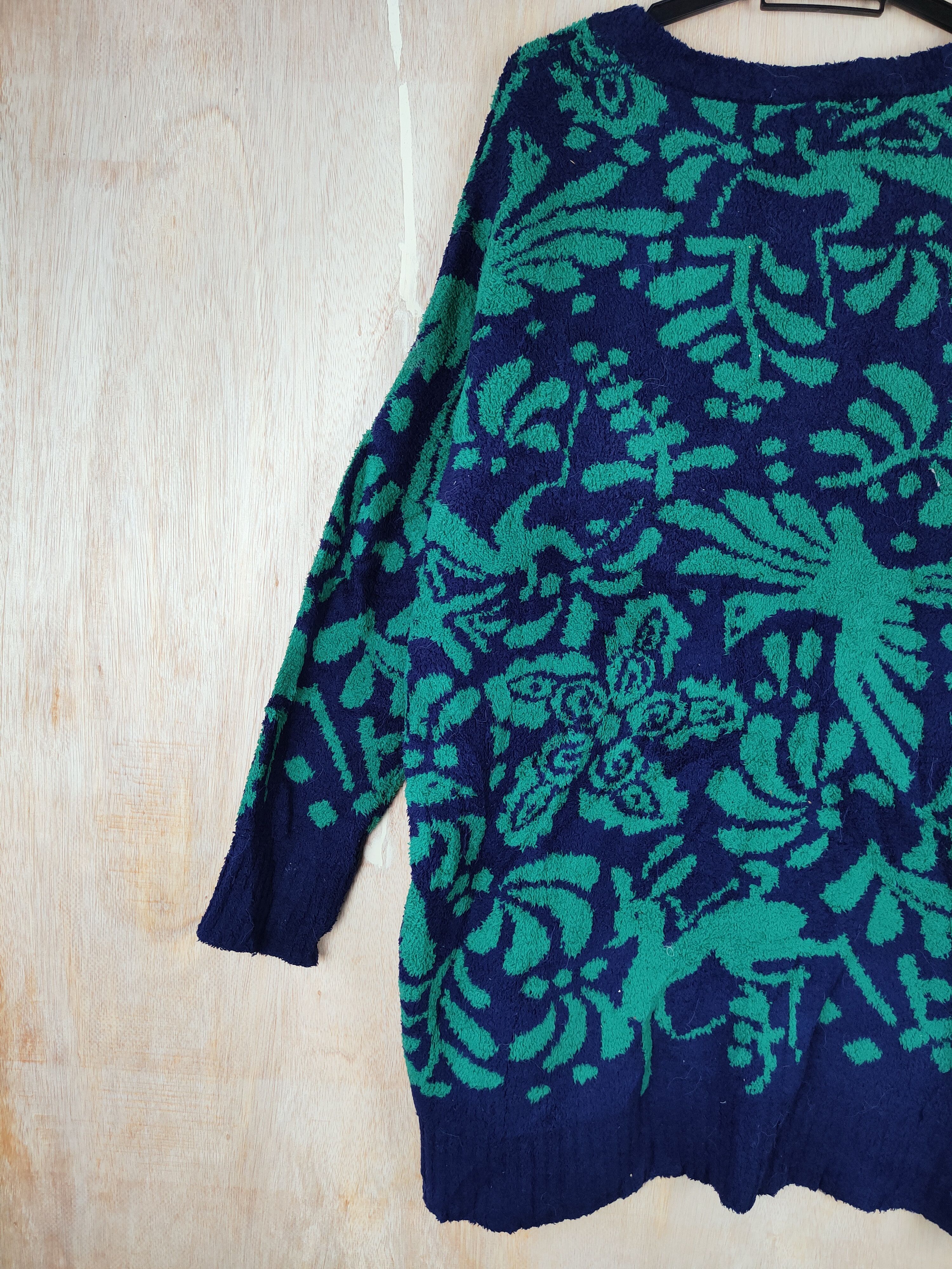 Homespun Knitwear × Japanese Brand Titicaca Green/Blue fleece Shag Fur Mohair Knitwear #S255 Size XL / US 12-14 / IT 48-50 - 6 Thumbnail