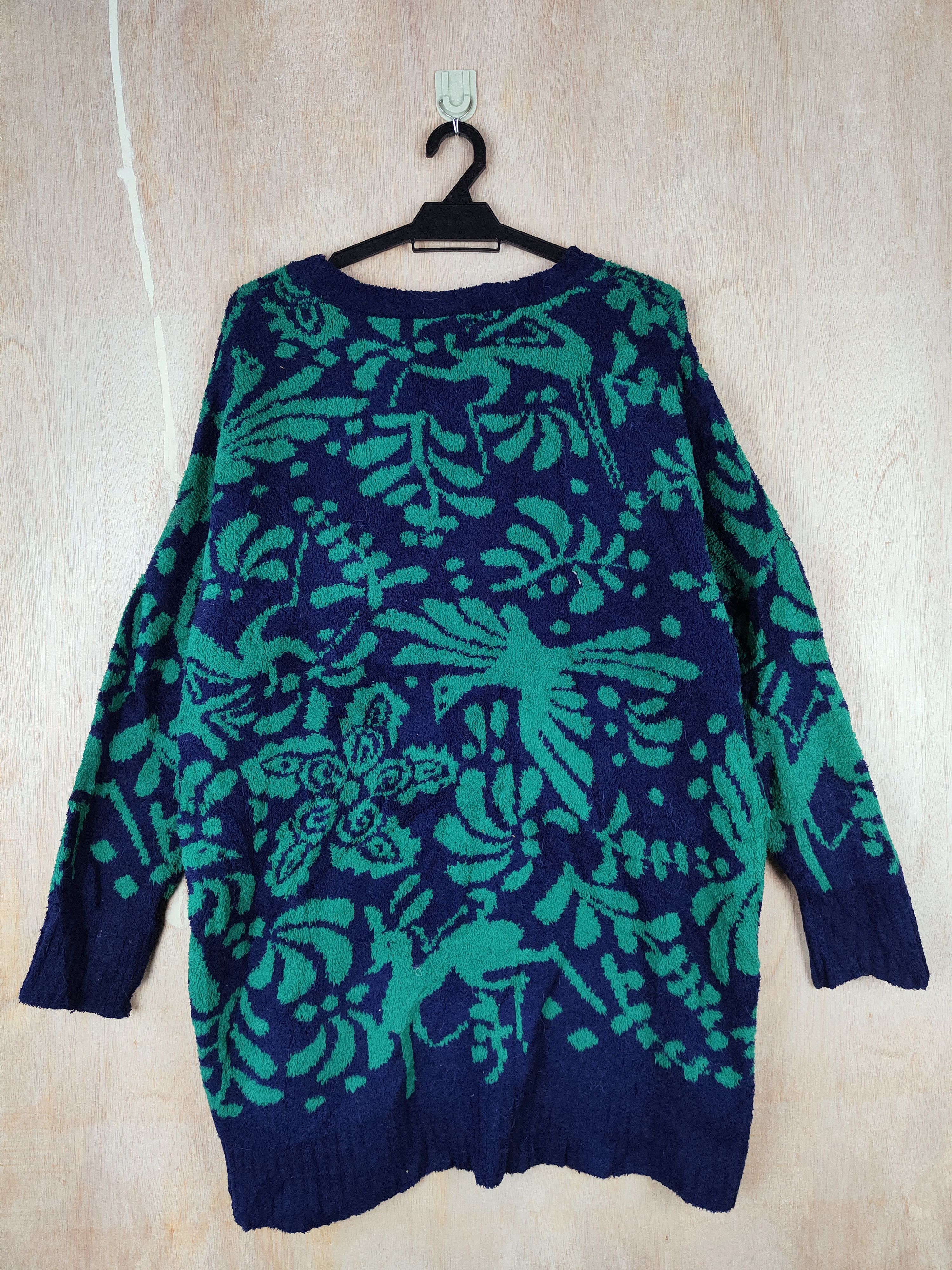 Homespun Knitwear × Japanese Brand Titicaca Green/Blue fleece Shag Fur Mohair Knitwear #S255 Size XL / US 12-14 / IT 48-50 - 5 Thumbnail
