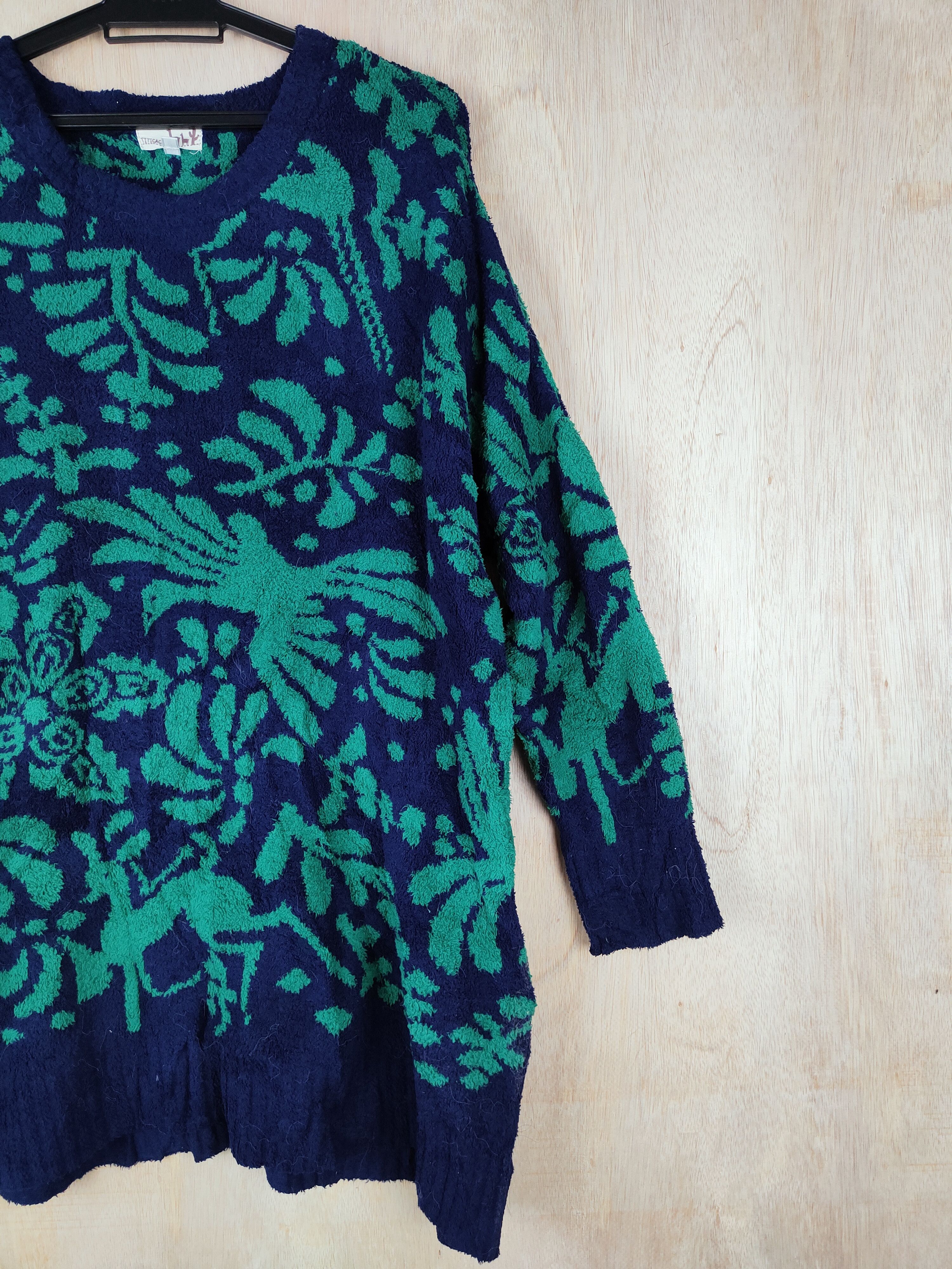 Homespun Knitwear × Japanese Brand Titicaca Green/Blue fleece Shag Fur Mohair Knitwear #S255 Size XL / US 12-14 / IT 48-50 - 4 Thumbnail