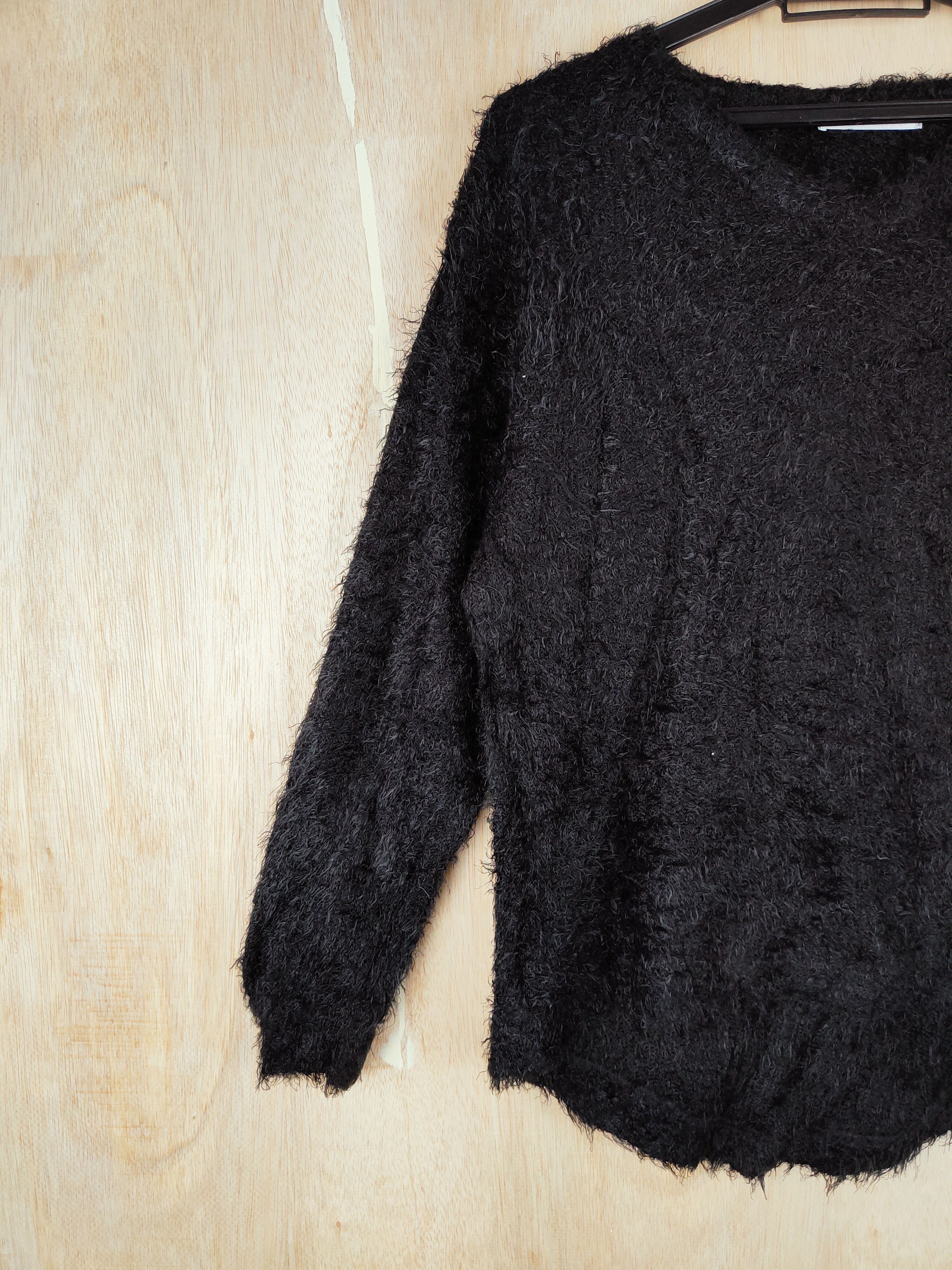 Japanese Brand × Other Word Trobe Black Shag Shaggy Fur Mohair Knitwear #S253 Size M / US 6-8 / IT 42-44 - 3 Thumbnail