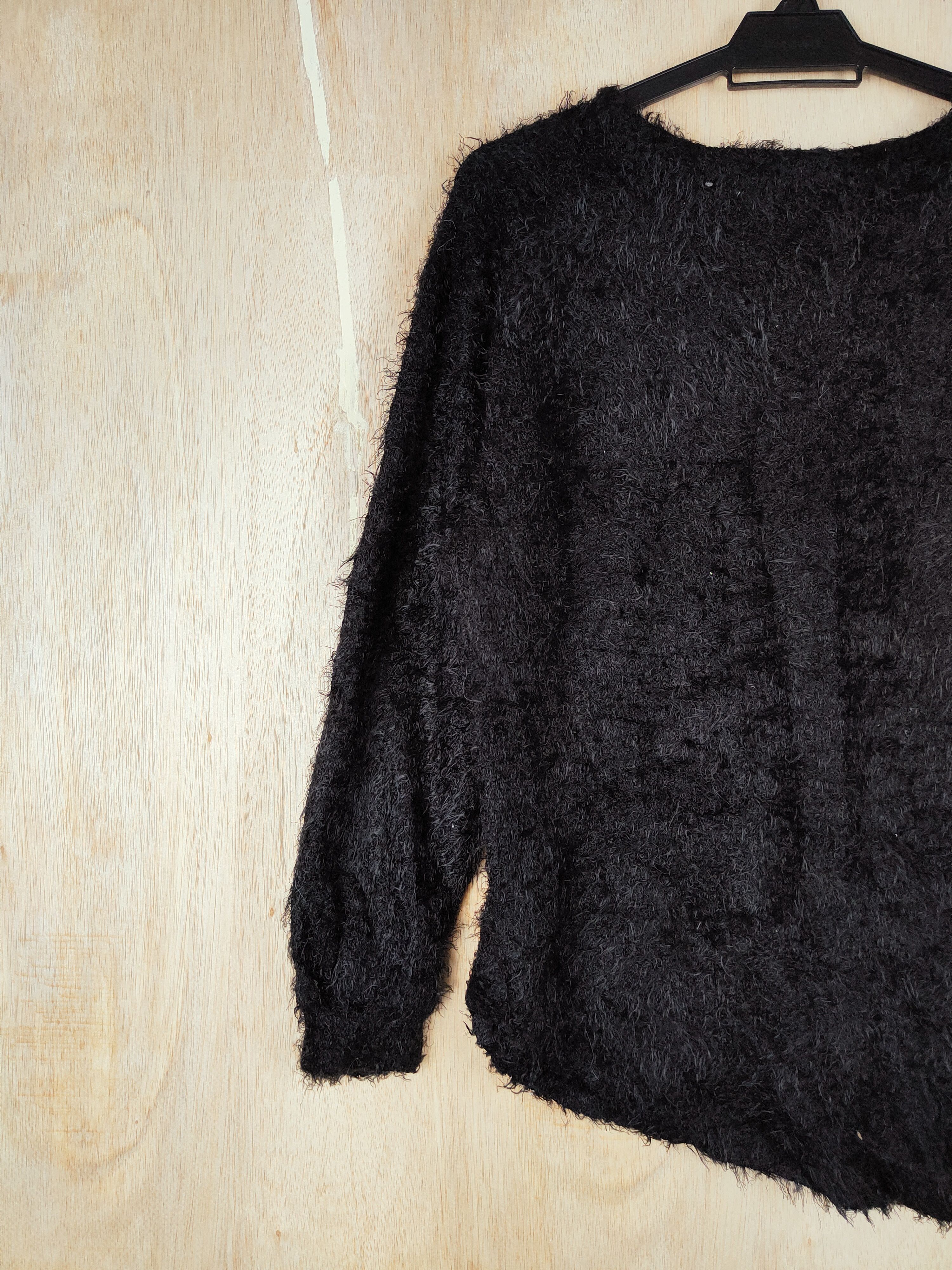 Japanese Brand × Other Word Trobe Black Shag Shaggy Fur Mohair Knitwear #S253 Size M / US 6-8 / IT 42-44 - 6 Thumbnail