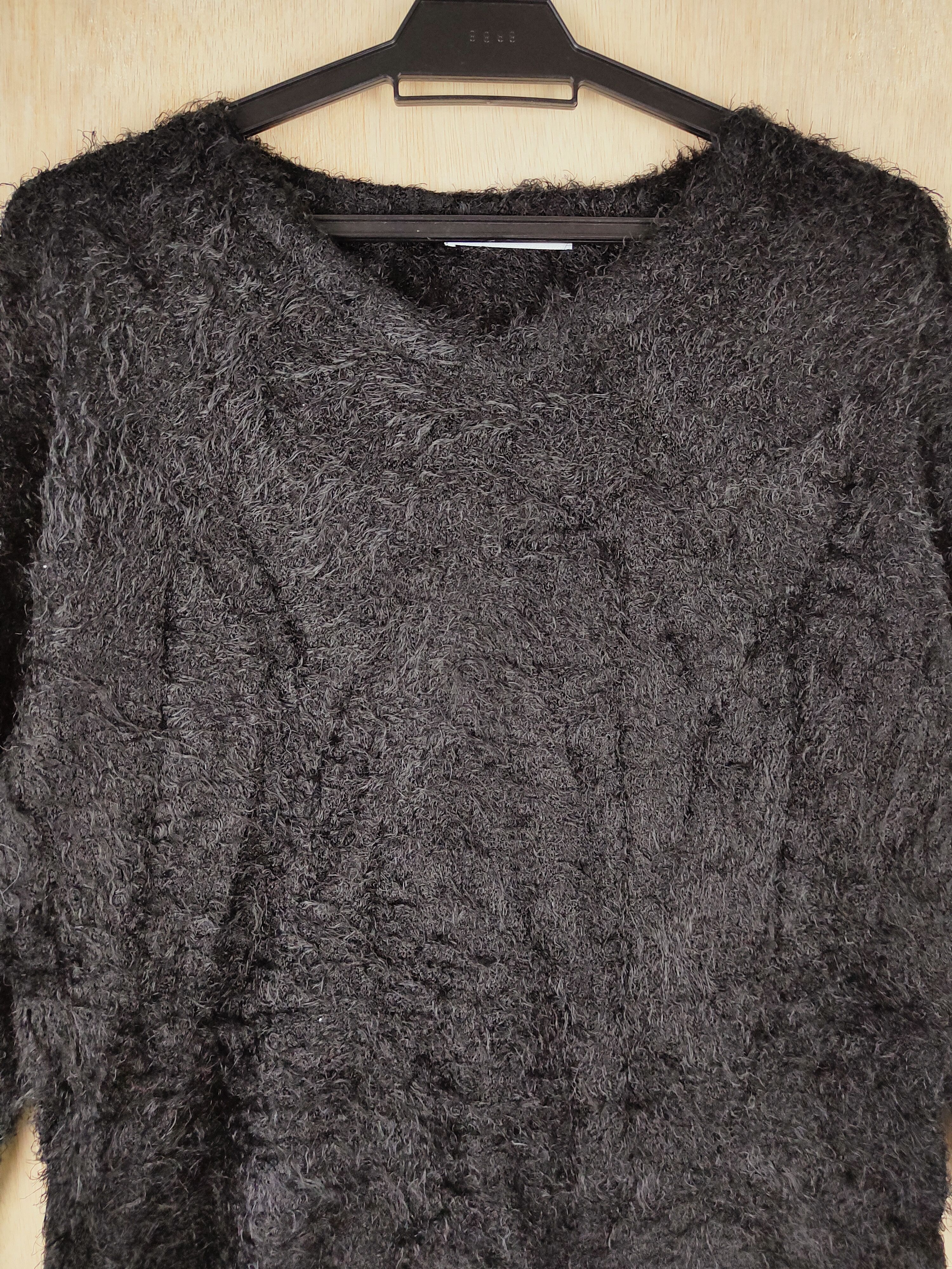 Japanese Brand × Other Word Trobe Black Shag Shaggy Fur Mohair Knitwear #S253 Size M / US 6-8 / IT 42-44 - 2 Thumbnail
