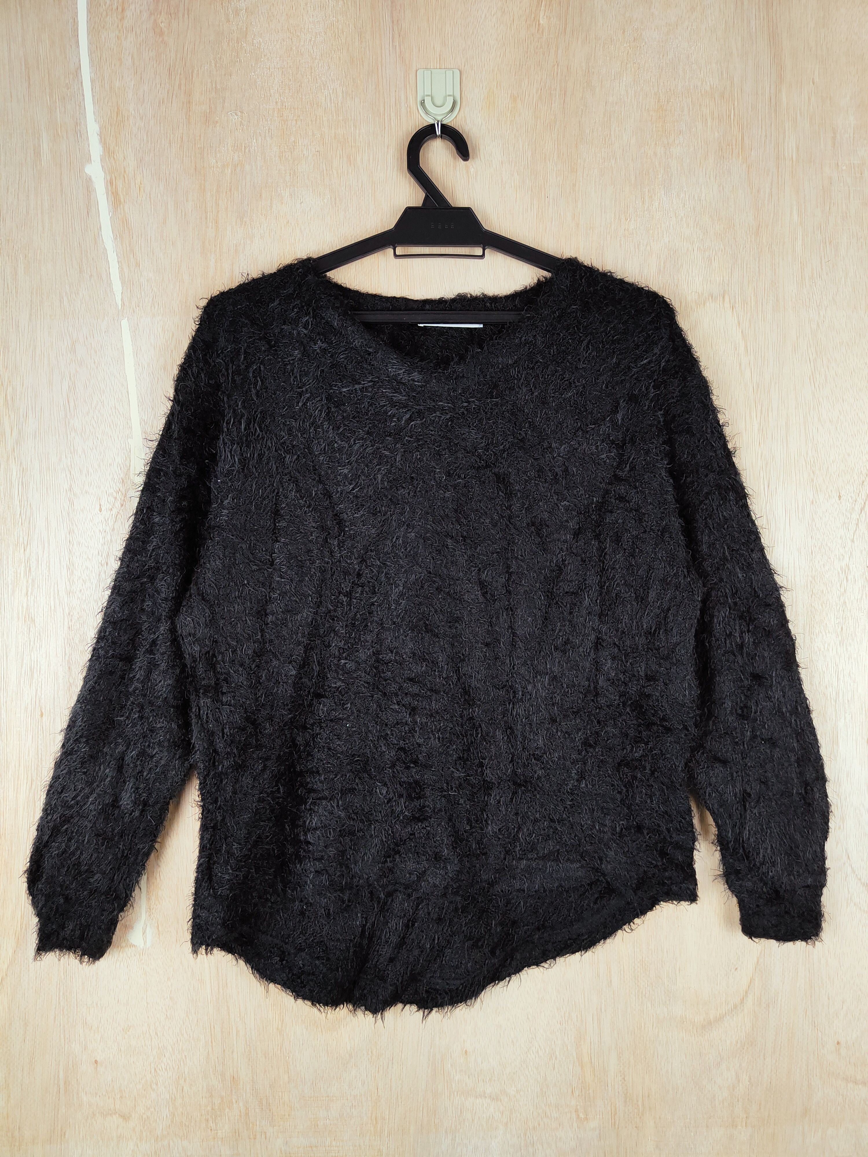 Japanese Brand × Other Word Trobe Black Shag Shaggy Fur Mohair Knitwear #S253 Size M / US 6-8 / IT 42-44 - 1 Thumbnail