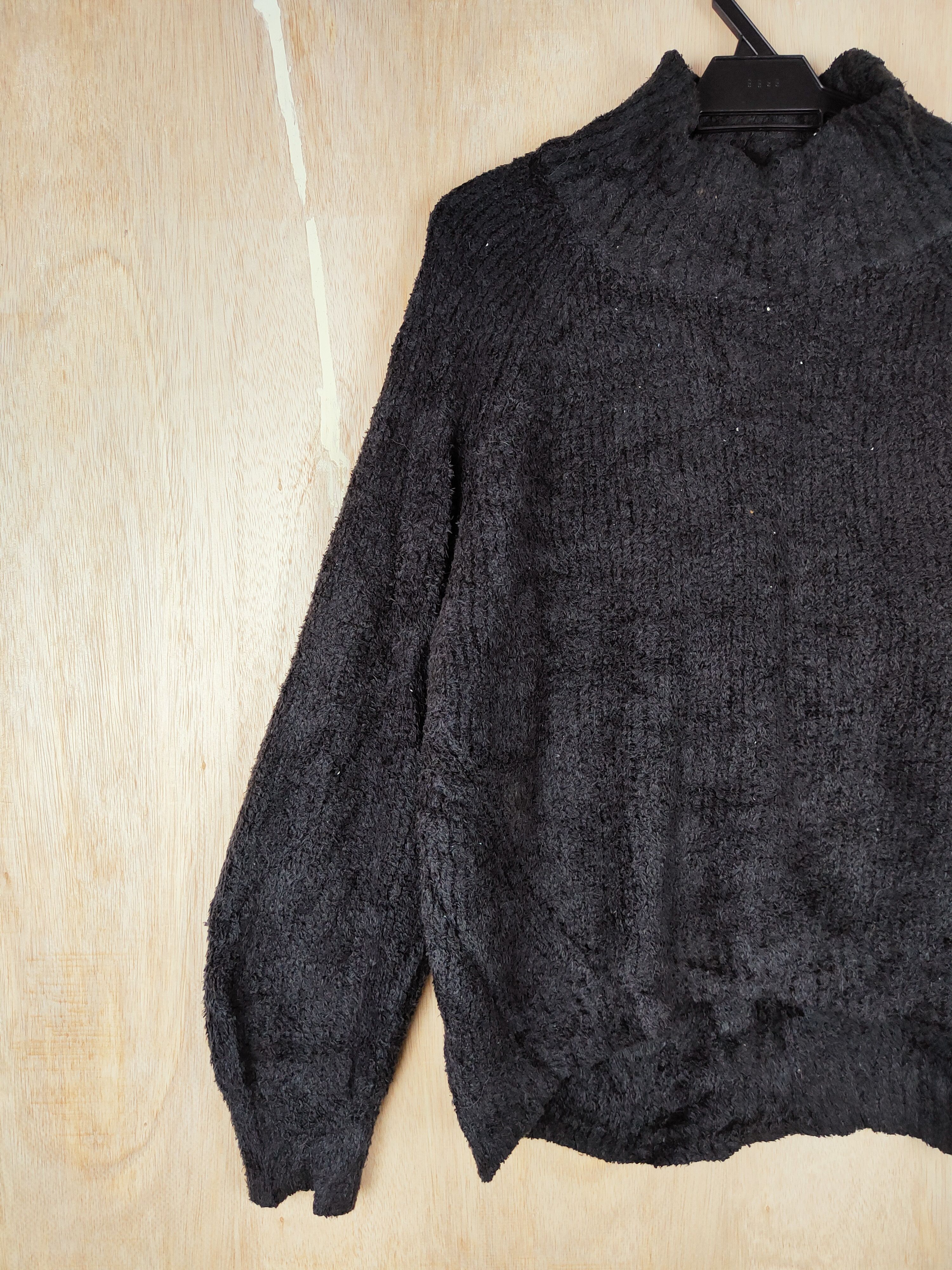 Vintage GU Black Shag Shaggy Fur Mohair Knitwear #S251 Size US XL / EU 56 / 4 - 3 Thumbnail