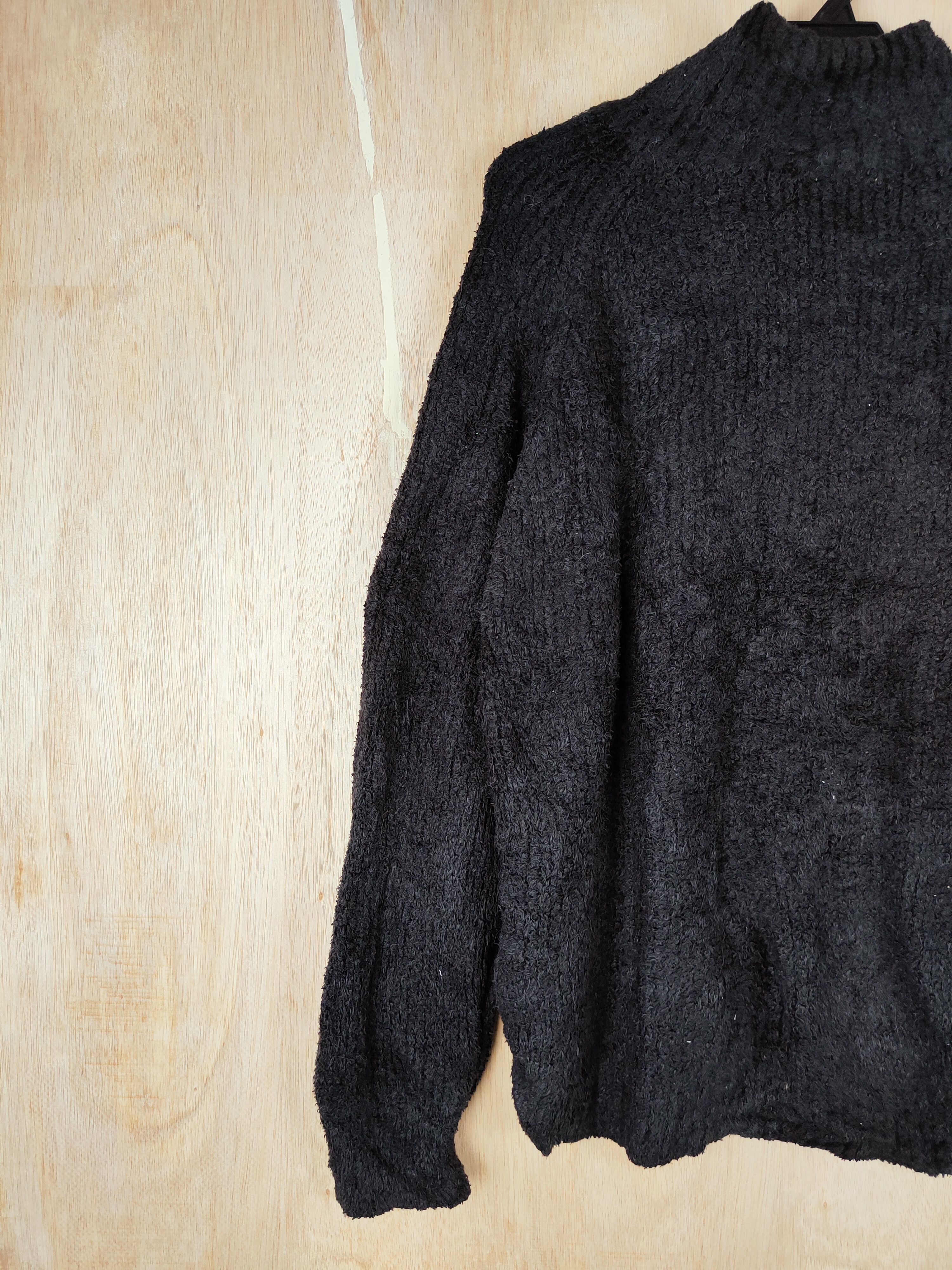 Vintage GU Black Shag Shaggy Fur Mohair Knitwear #S251 Size US XL / EU 56 / 4 - 6 Thumbnail