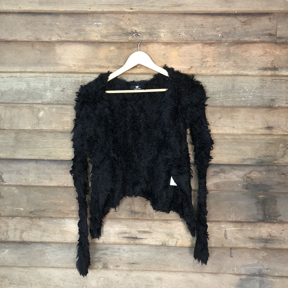 Homespun Knitwear × Japanese Brand Viva You Black Shag Shaggy Fur Mohair Knitwear #6950 Size S / US 4 / IT 40 - 1 Thumbnail