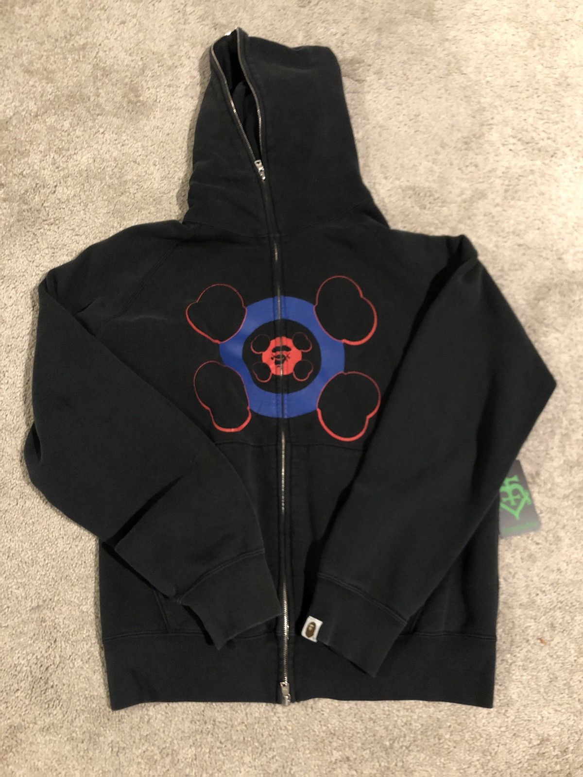 image of Bape x Kaws Full Zip Hoodie in Black, Men's (Size Medium)