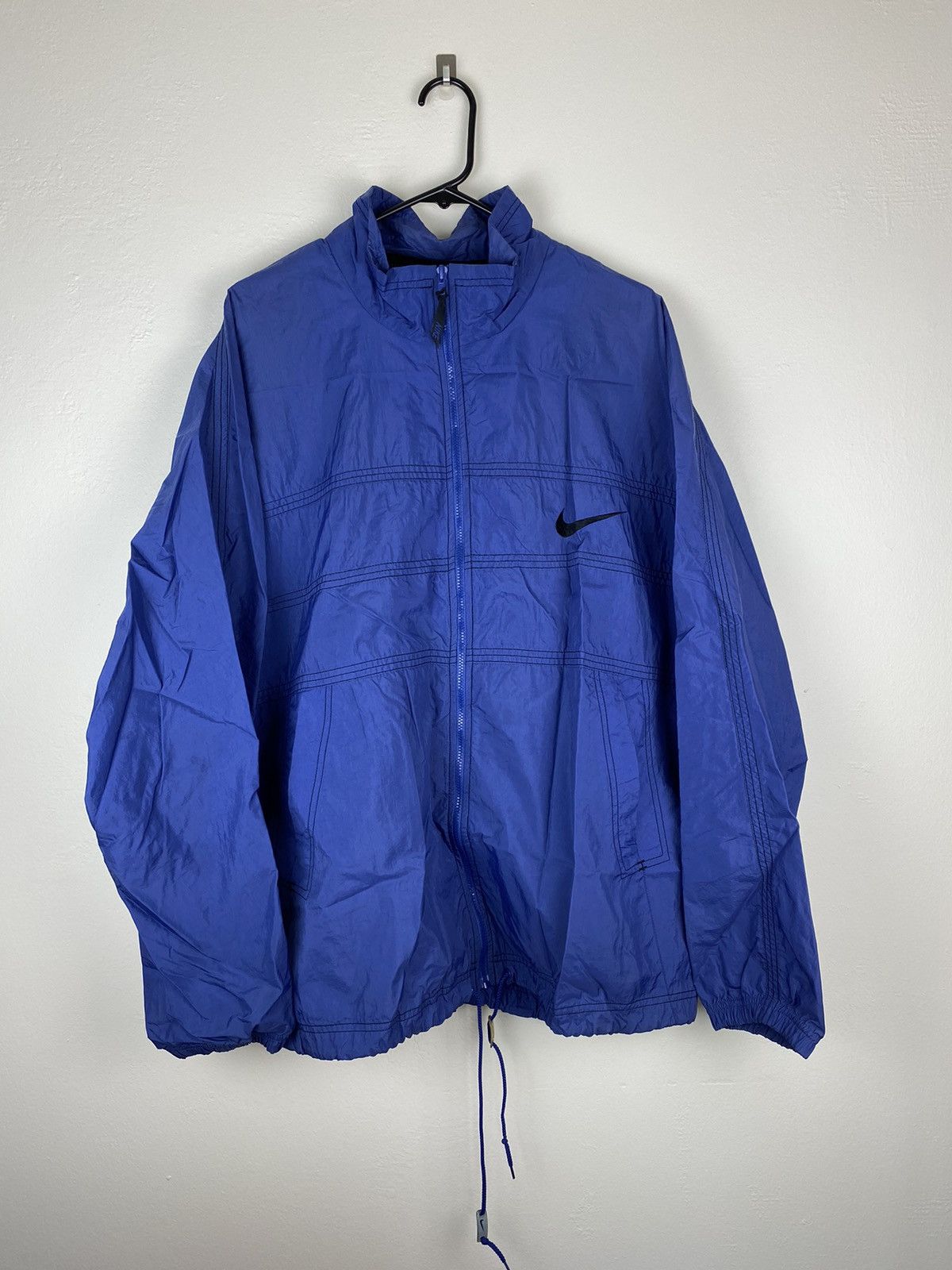 Nike × Vintage Vintage Nike Light Jacket Blue Black Swoosh Zip Size US XL / EU 56 / 4 - 2 Thumbnail