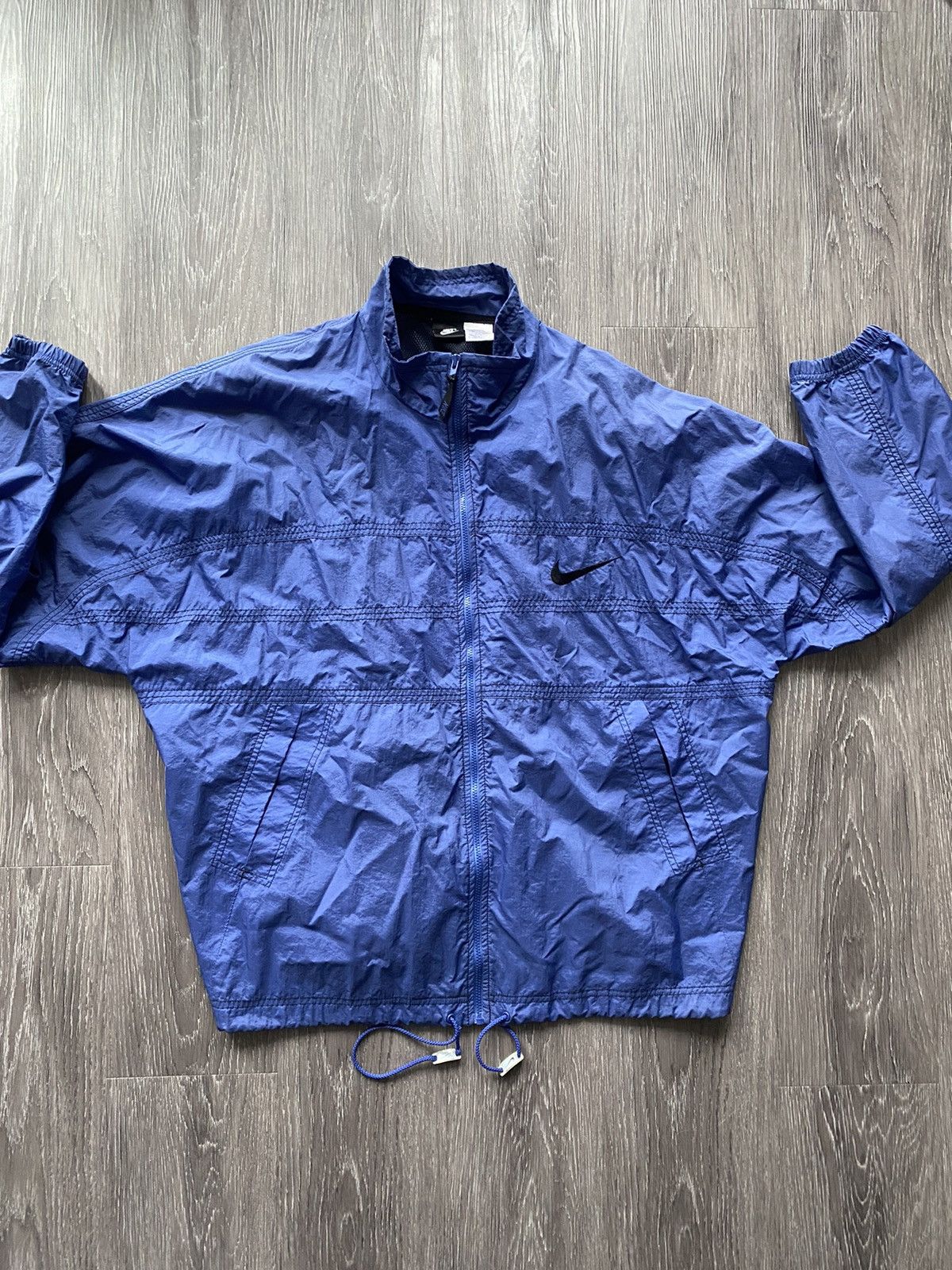 Nike × Vintage Vintage Nike Light Jacket Blue Black Swoosh Zip Size US XL / EU 56 / 4 - 3 Thumbnail