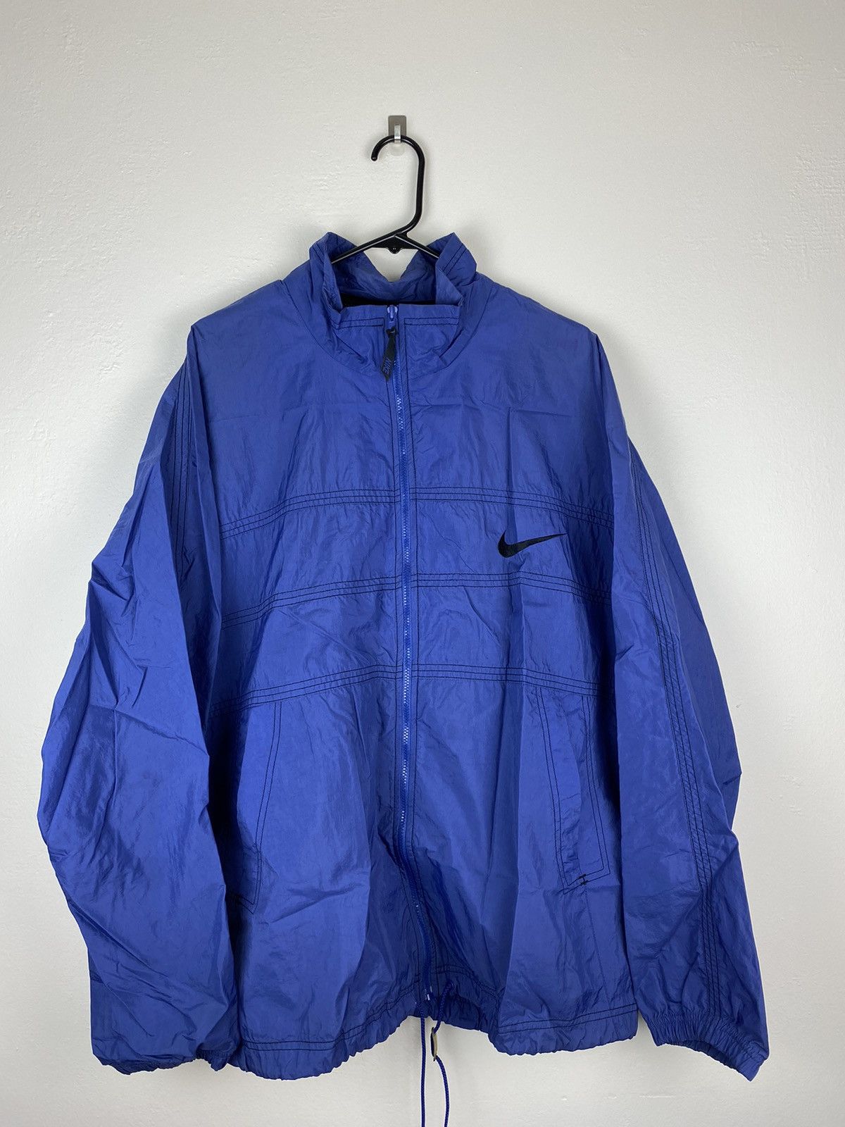 Nike × Vintage Vintage Nike Light Jacket Blue Black Swoosh Zip Size US XL / EU 56 / 4 - 1 Thumbnail