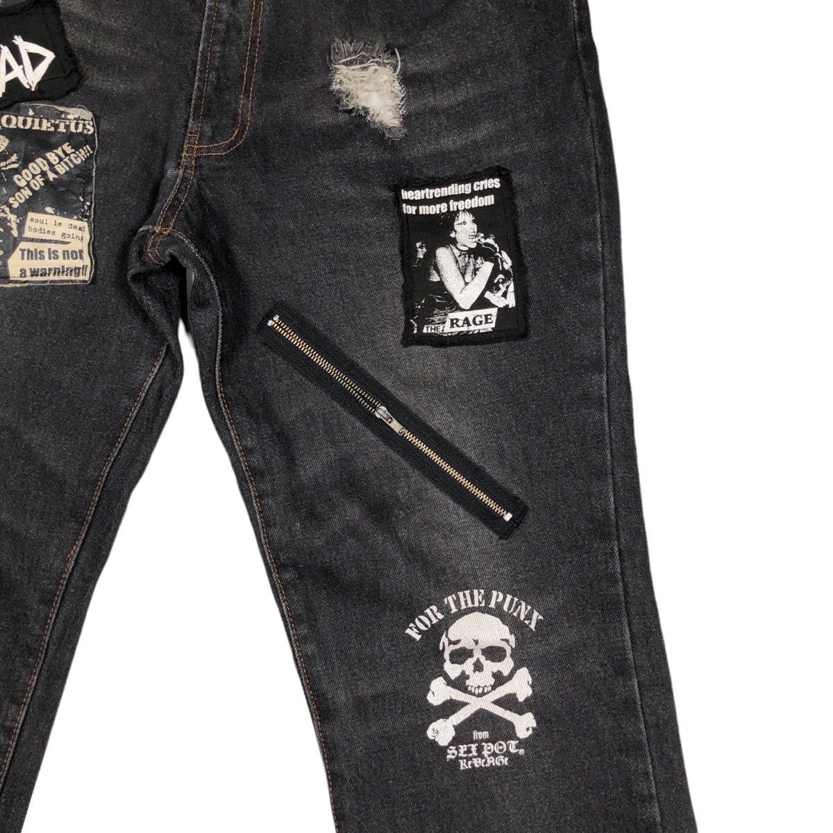 Japanese Brand Sex Pot Riot Revenge Punks Distressed Denim Pant Size US 33 - 6 Thumbnail