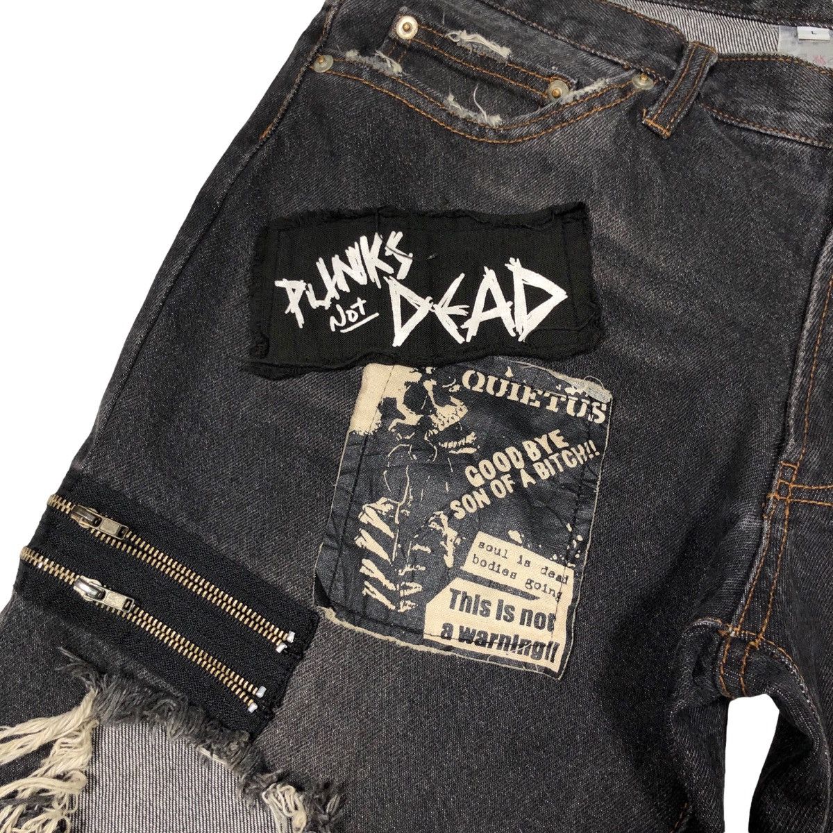 Japanese Brand Sex Pot Riot Revenge Punks Distressed Denim Pant Size US 33 - 5 Thumbnail