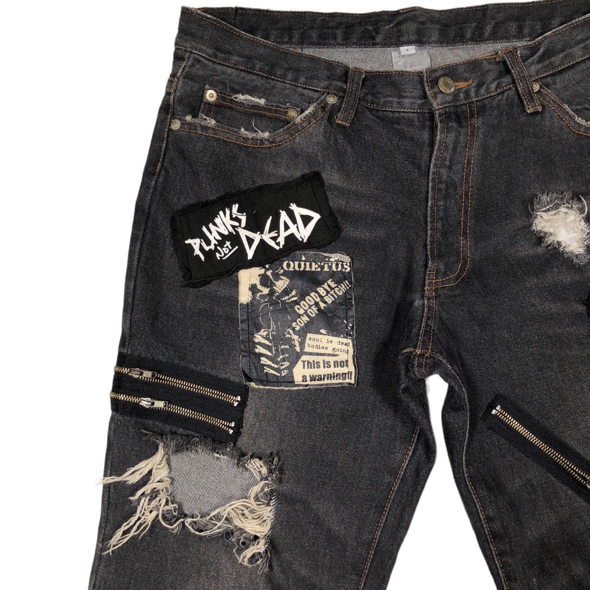 Japanese Brand Sex Pot Riot Revenge Punks Distressed Denim Pant Size US 33 - 4 Thumbnail