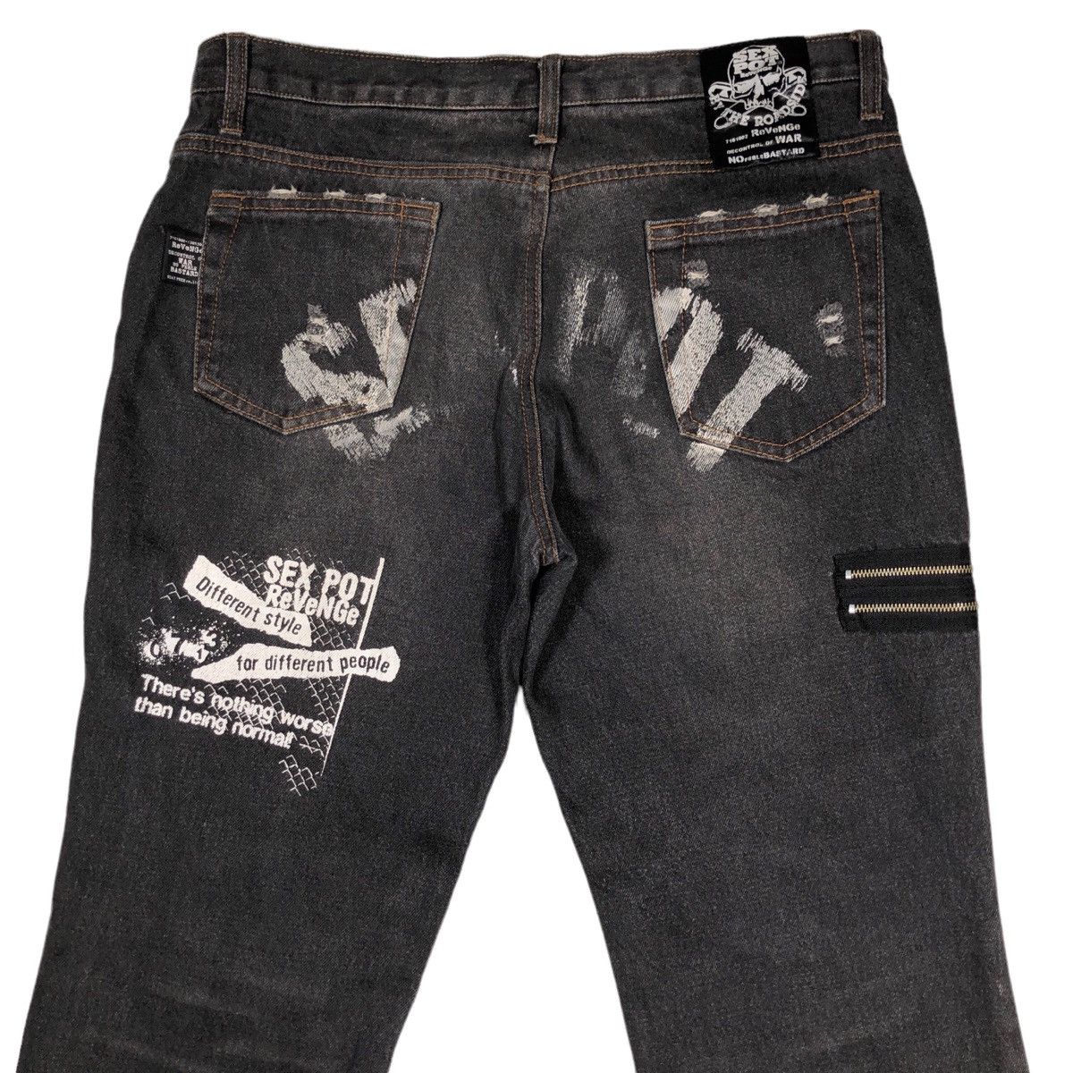 Japanese Brand Sex Pot Riot Revenge Punks Distressed Denim Pant Size US 33 - 9 Thumbnail