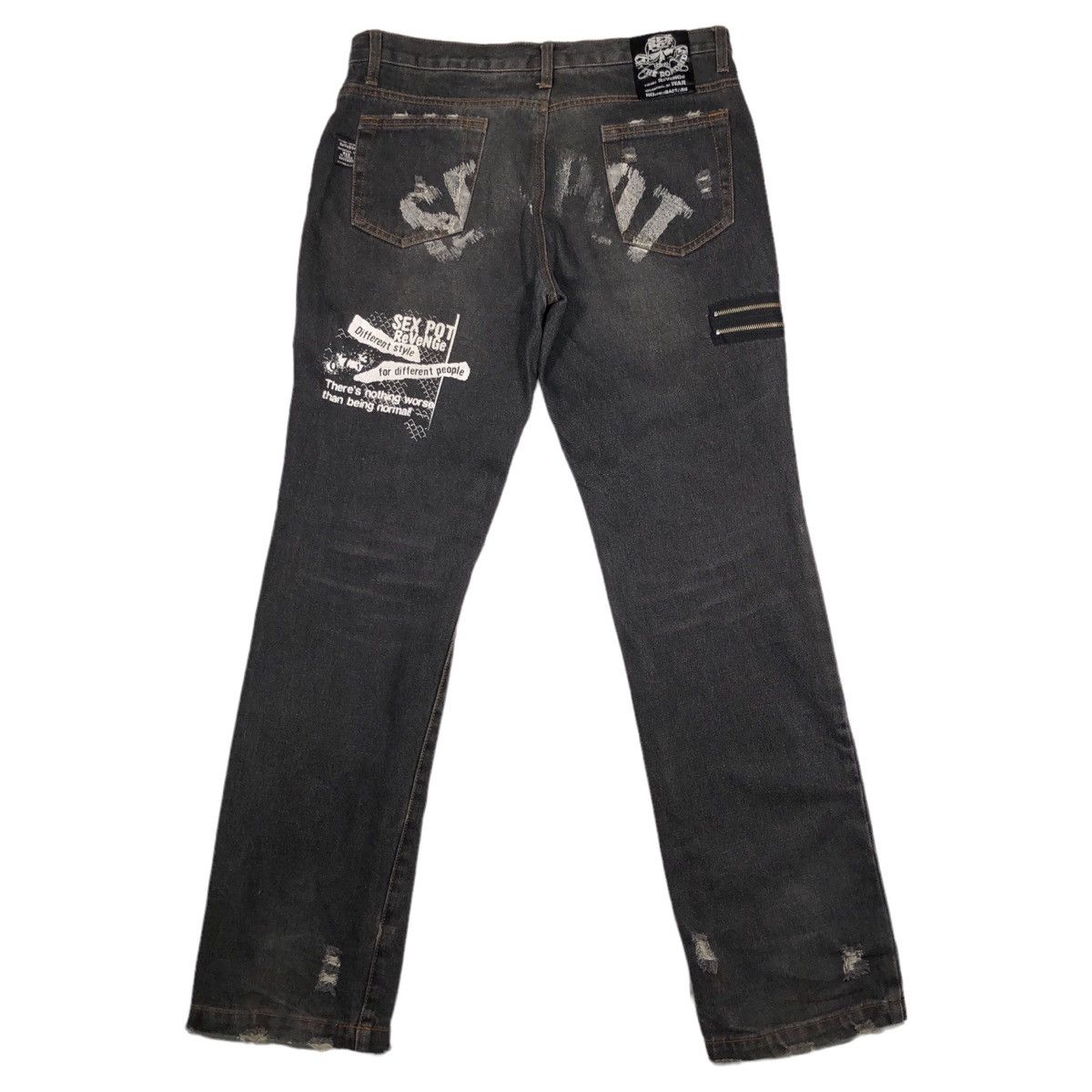 Japanese Brand Sex Pot Riot Revenge Punks Distressed Denim Pant Size US 33 - 8 Thumbnail
