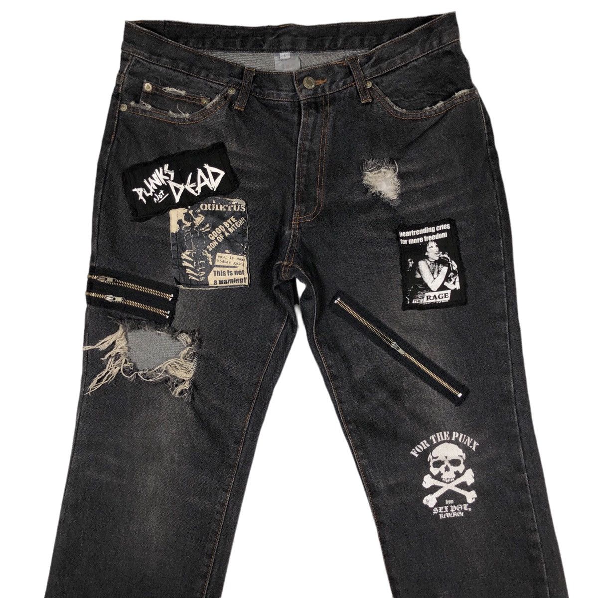 Japanese Brand Sex Pot Riot Revenge Punks Distressed Denim Pant Size US 33 - 2 Thumbnail