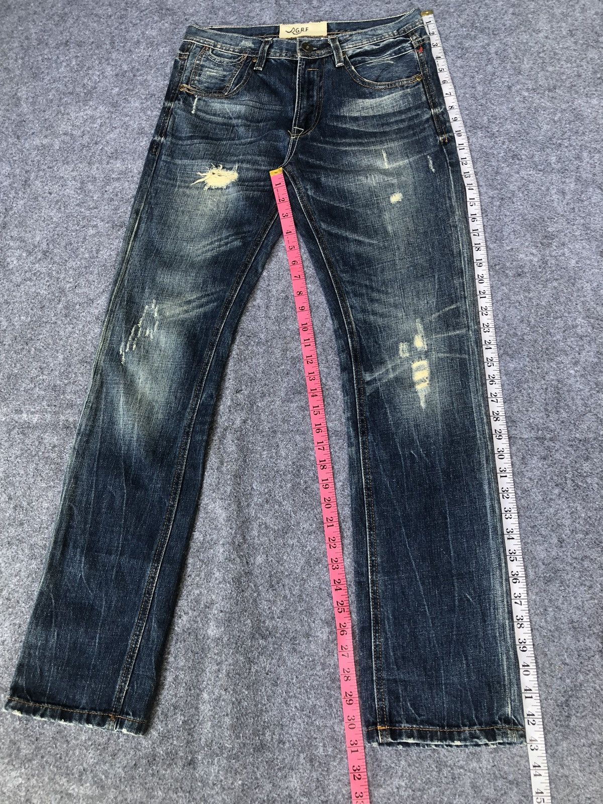 Japanese Brand Last Drop🔥🔥GRF Graphic Research Foundation Distressed Denim Size US 31 - 12 Thumbnail