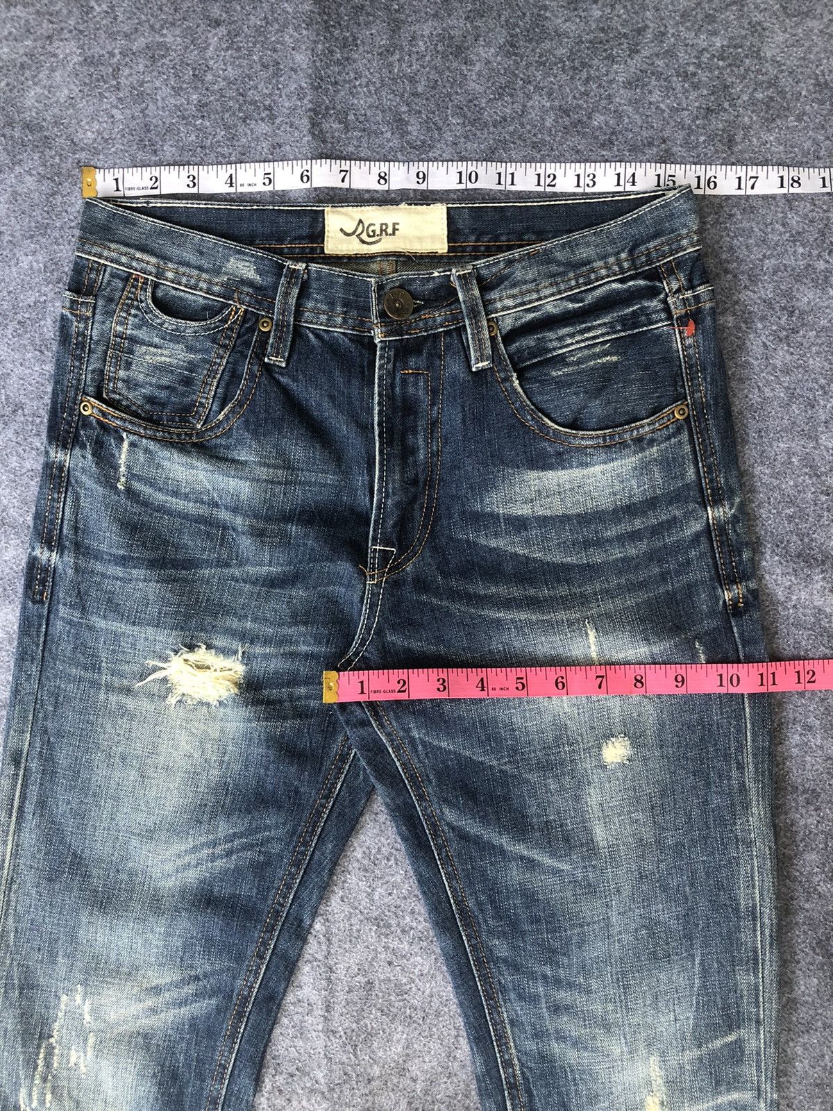 Japanese Brand Last Drop🔥🔥GRF Graphic Research Foundation Distressed Denim Size US 31 - 10 Thumbnail