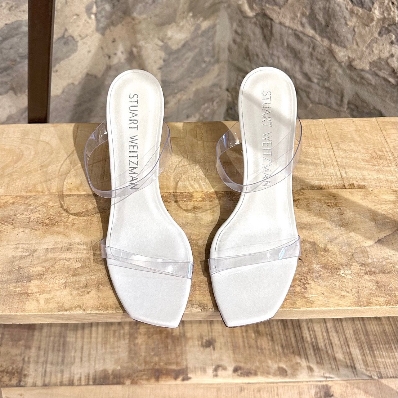 Stuart Weitzman Stuart Weitzman PVC White Aleena 100 Heeled Mules Size US 9.5 / IT 39.5 - 2 Thumbnail